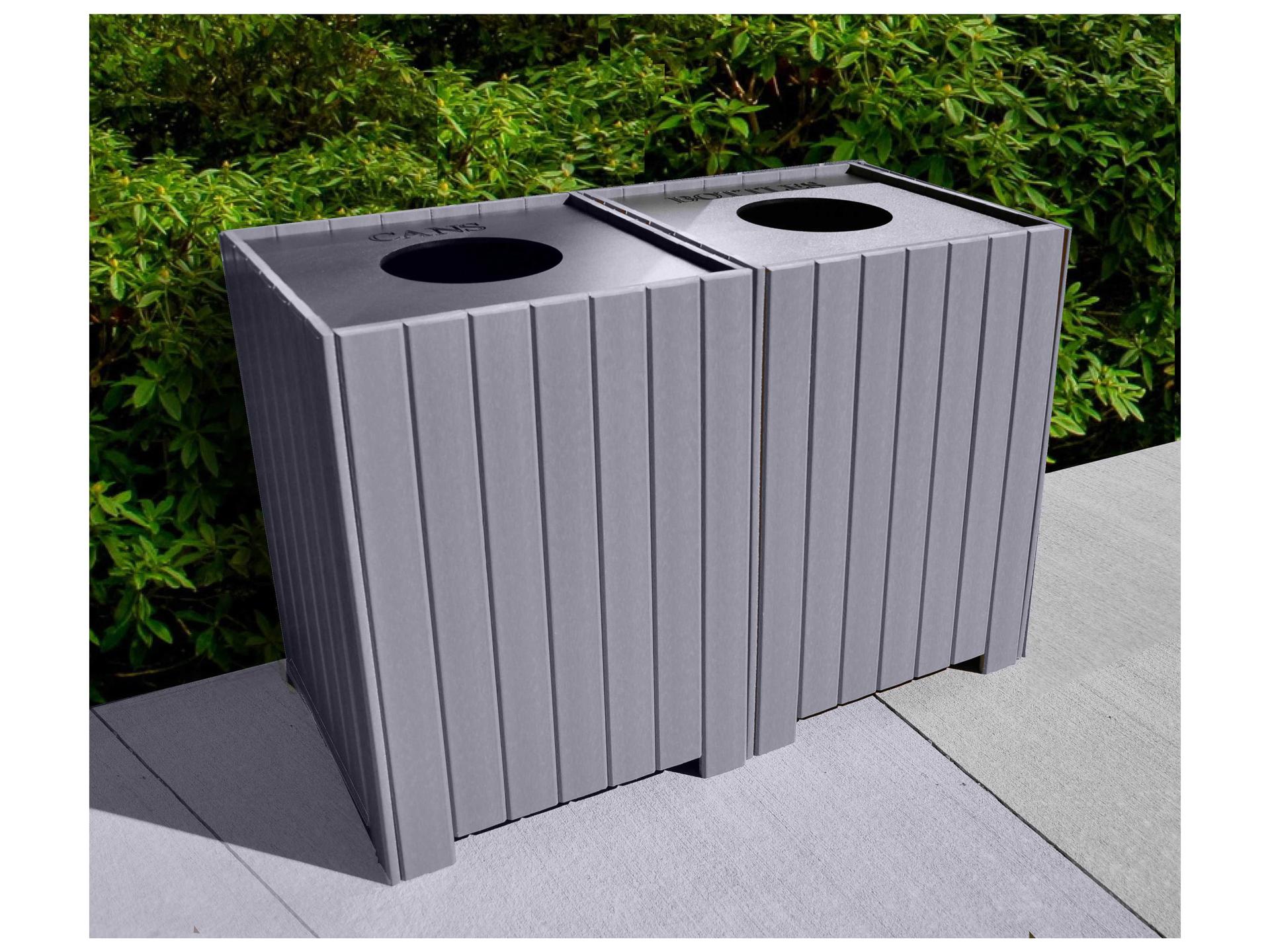 Recycled Plastic Square Recycling Center 64 Gallon Receptacles