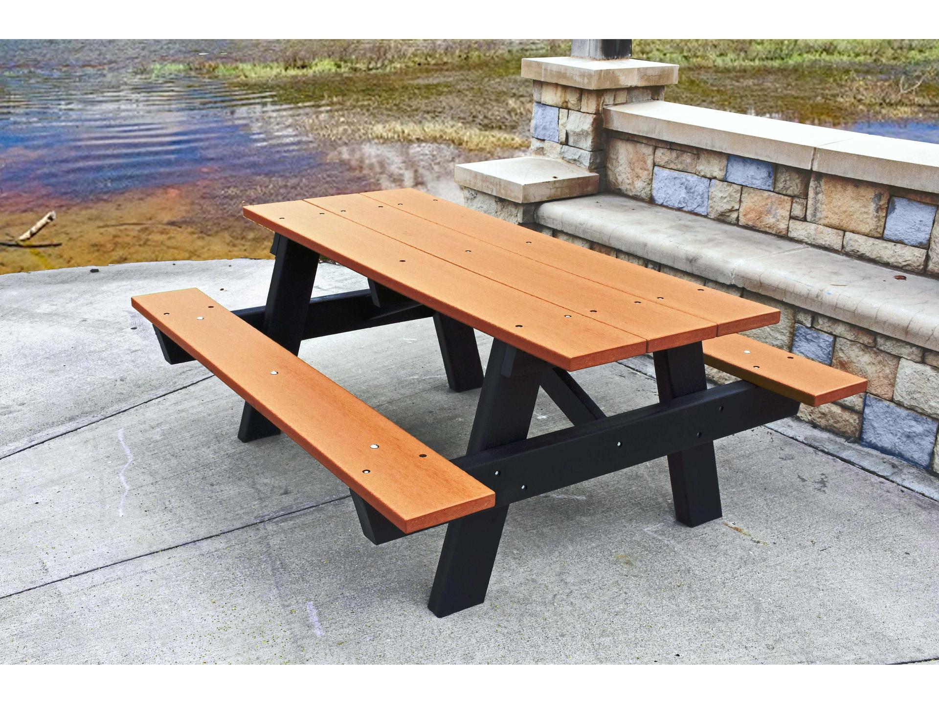 A Frame Recycled Plastic Rectangular Outdoor Picnic Table