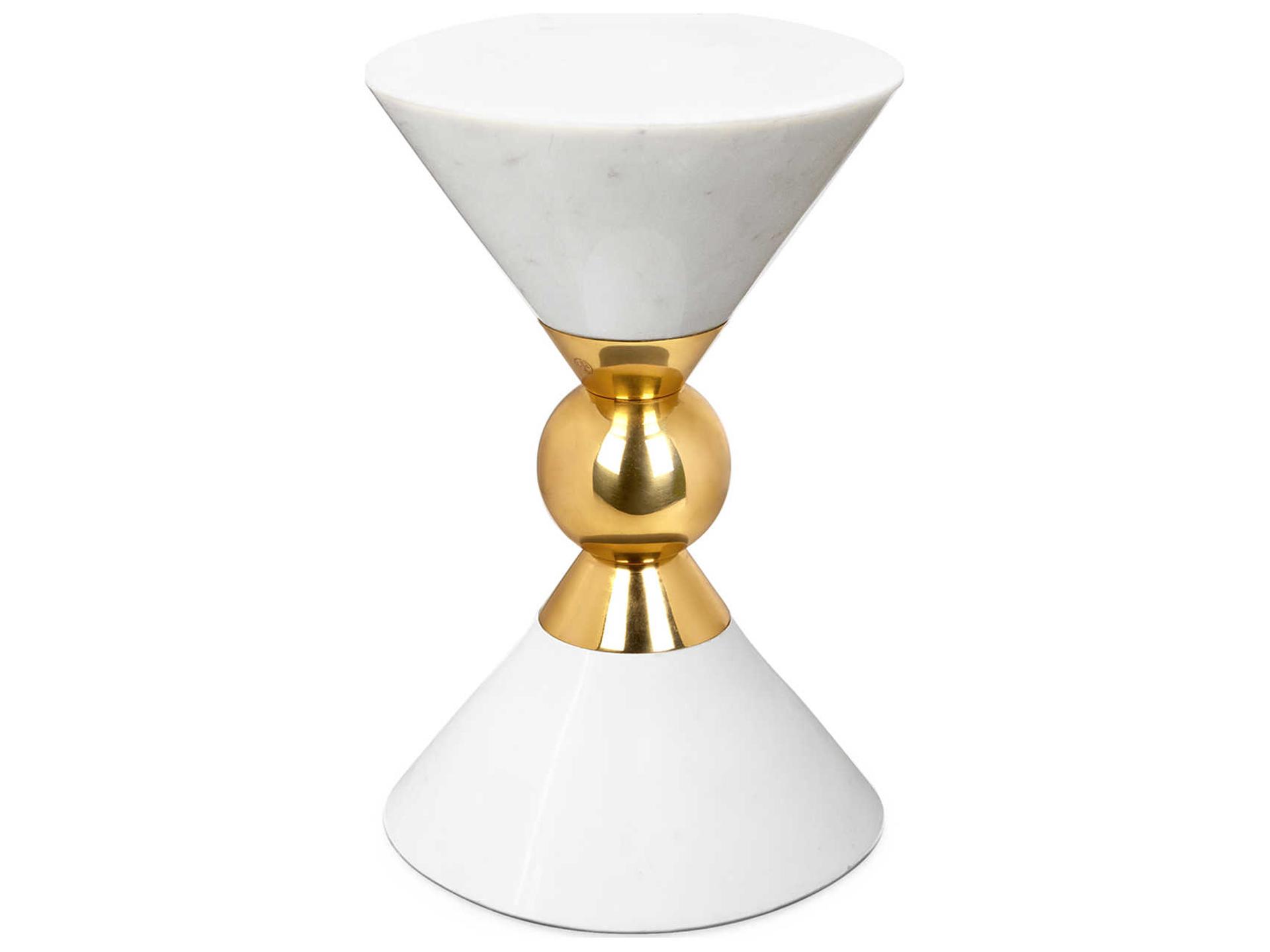 Canaan Round White Marble End Table