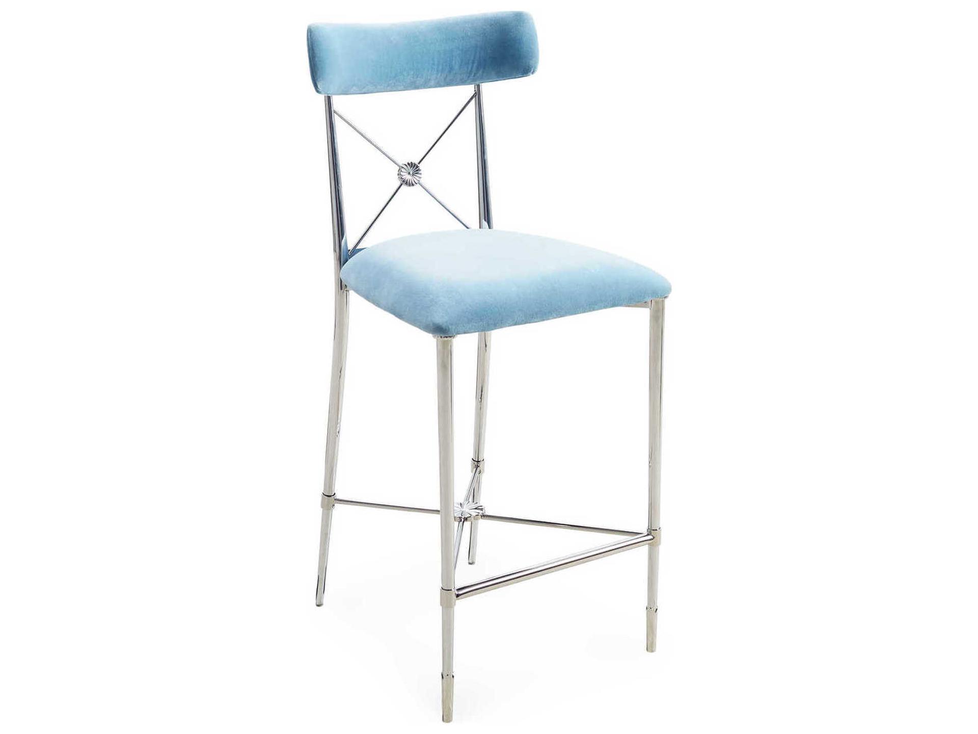 Jonathan Adler Rider Rialto Smoke White Nickel Counter Stool