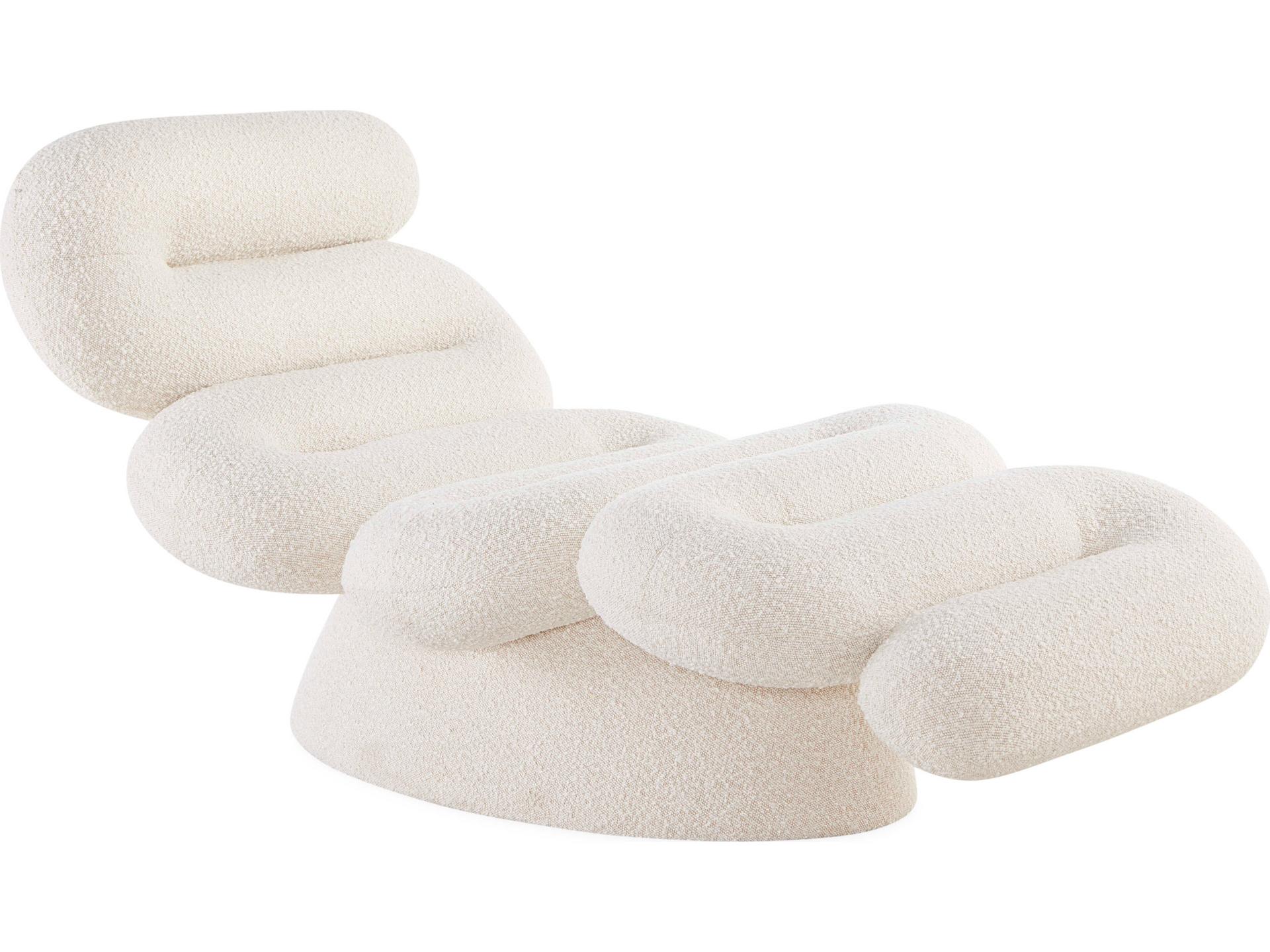 Serpentine Olympus Oatmeal White Upholstered Chaise