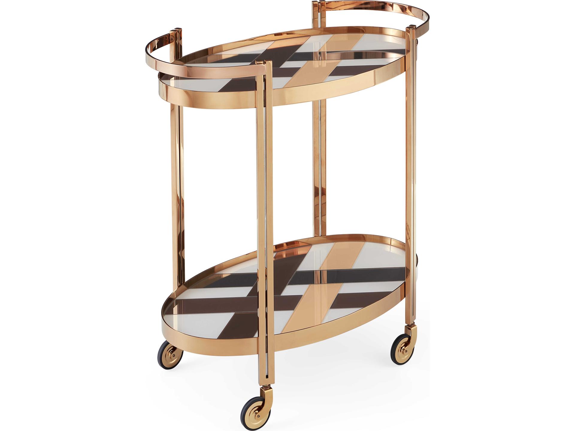 Chambeige Wood Polished Brass Multi Bar Cart