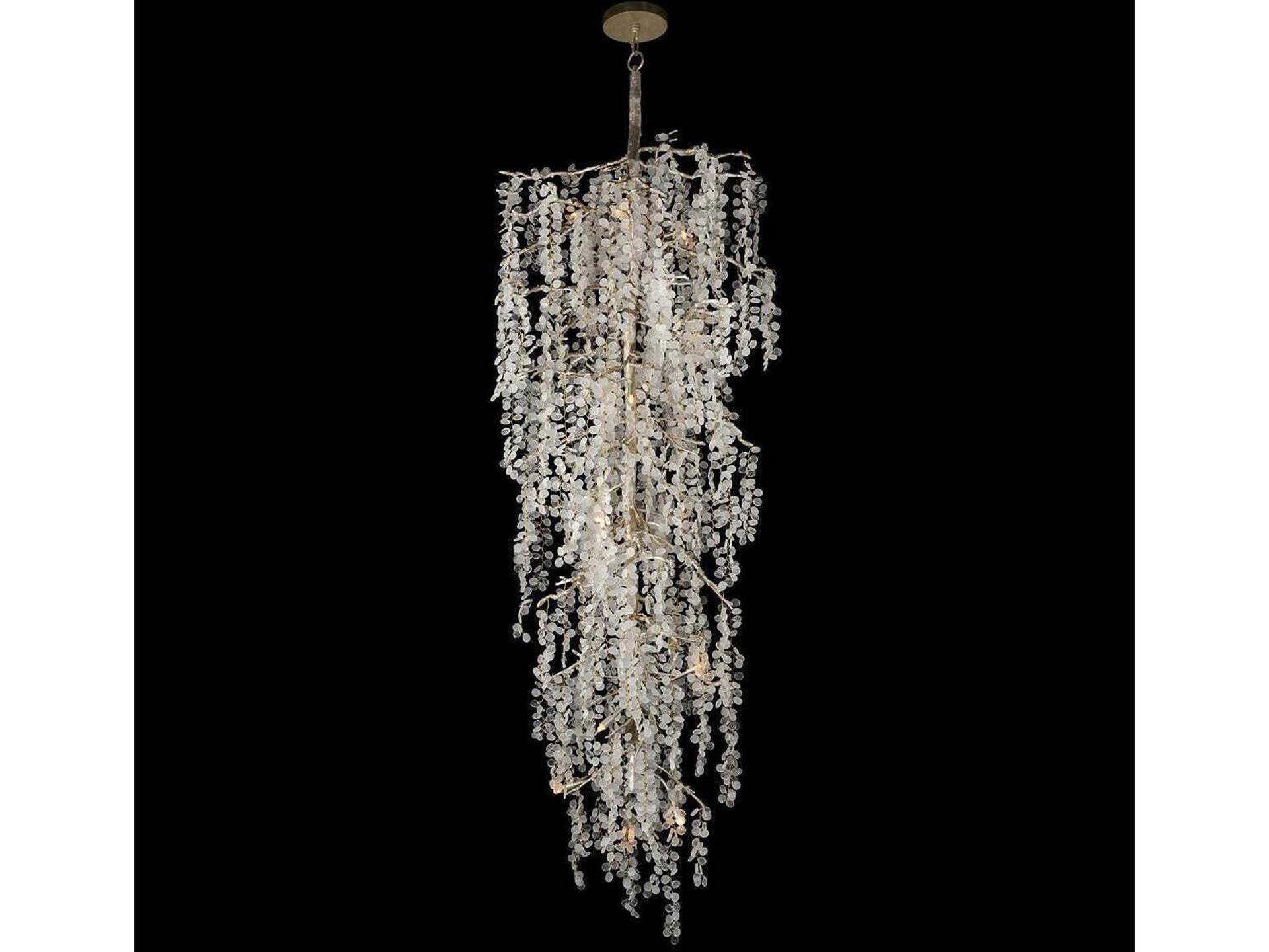 15-Light Shiro-Noda Chandelier with Crystal Clusters in Champagne