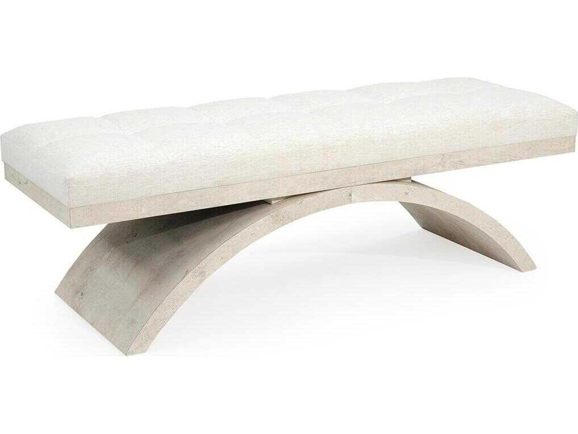 Mark McDowell Keen White Tiza Gesso Upholstered Accent Bench