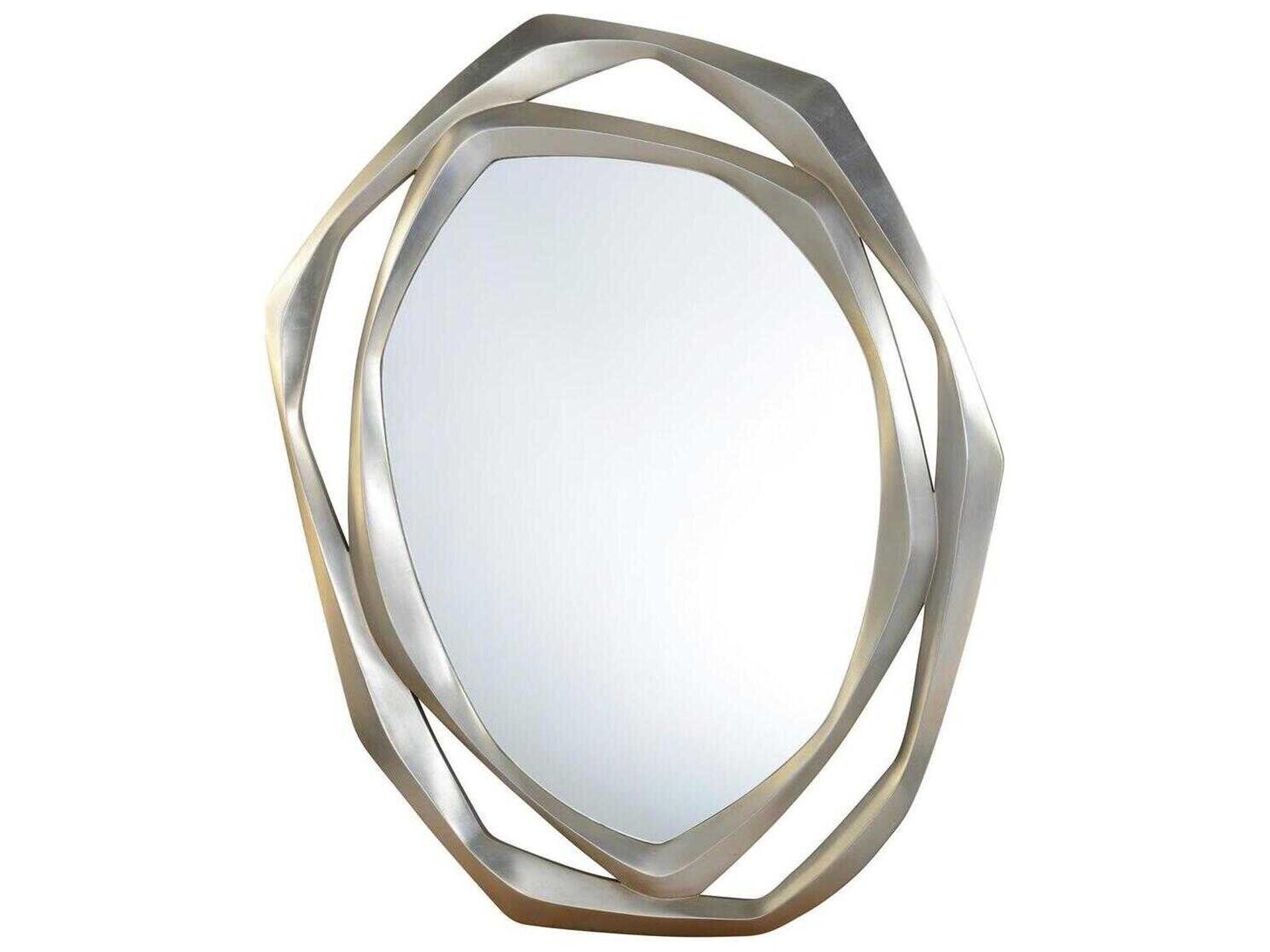 Greys Wall Mirror with Abstract Hand-Carved Champagne Silver Frame