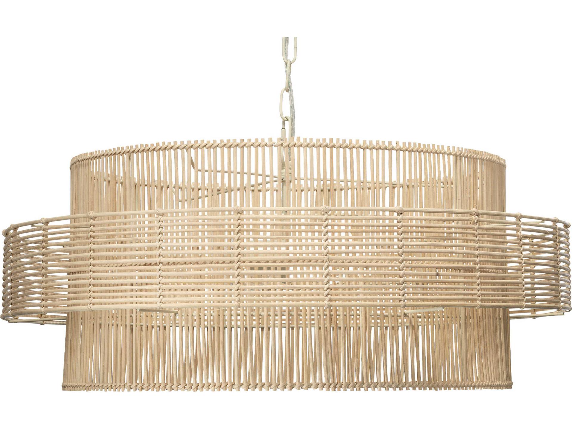 Concentric Natural Rattan 2-Light Pendant Light