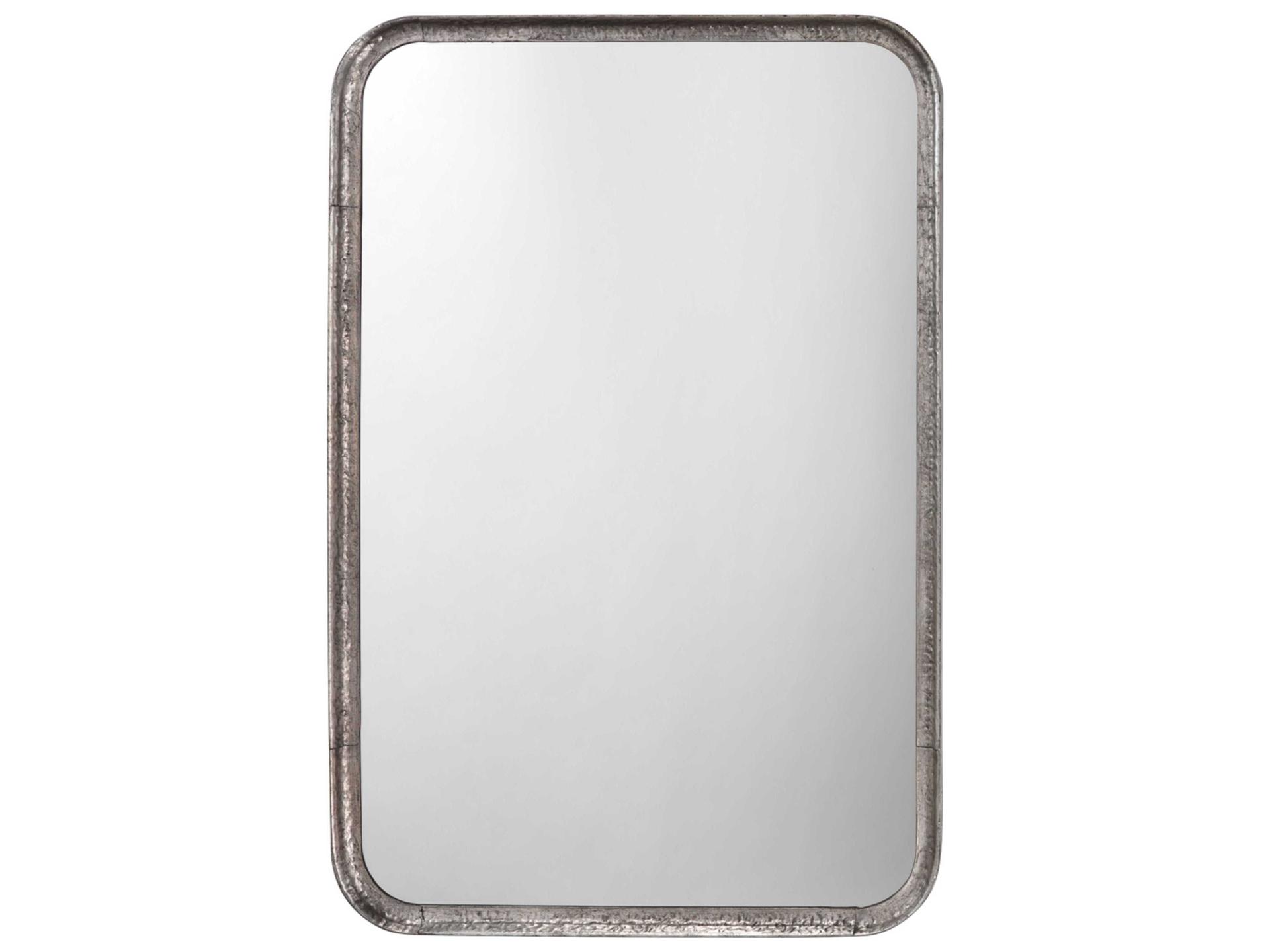 Principle Rectangular Vanity Wall Mirror in Silver Leaf Metal