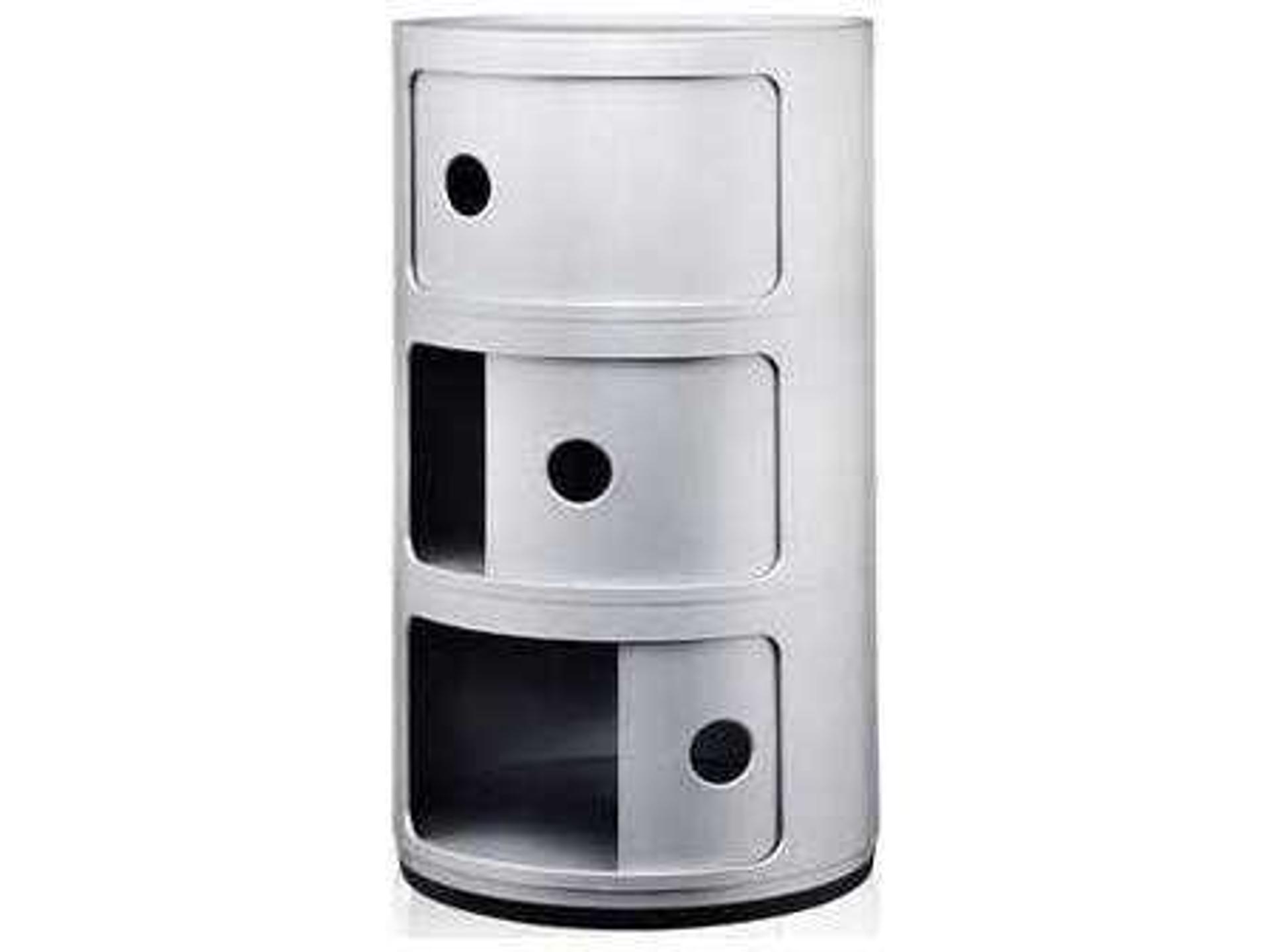 Kartell Componibili 3-Tier Round Storage Unit in Silver