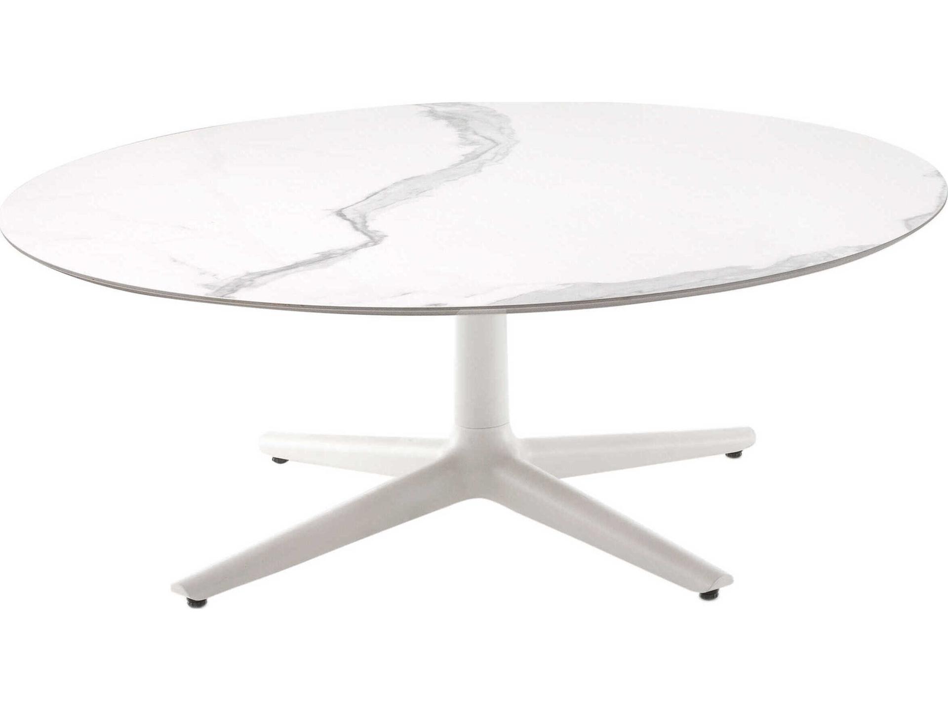 Multiplo Low Round White Marble And Coffee Table