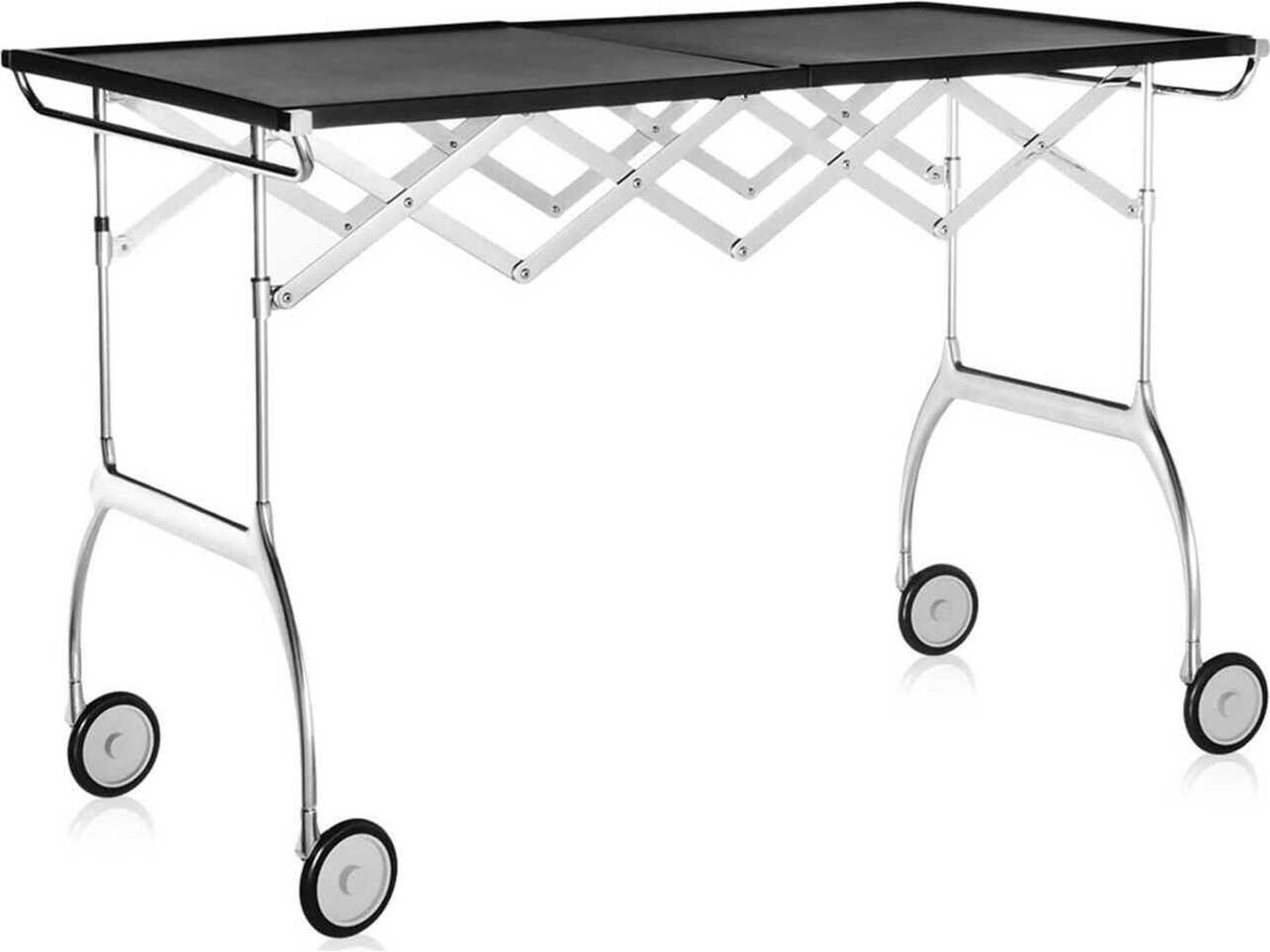Battista Silver Black Chrome Bar Cart