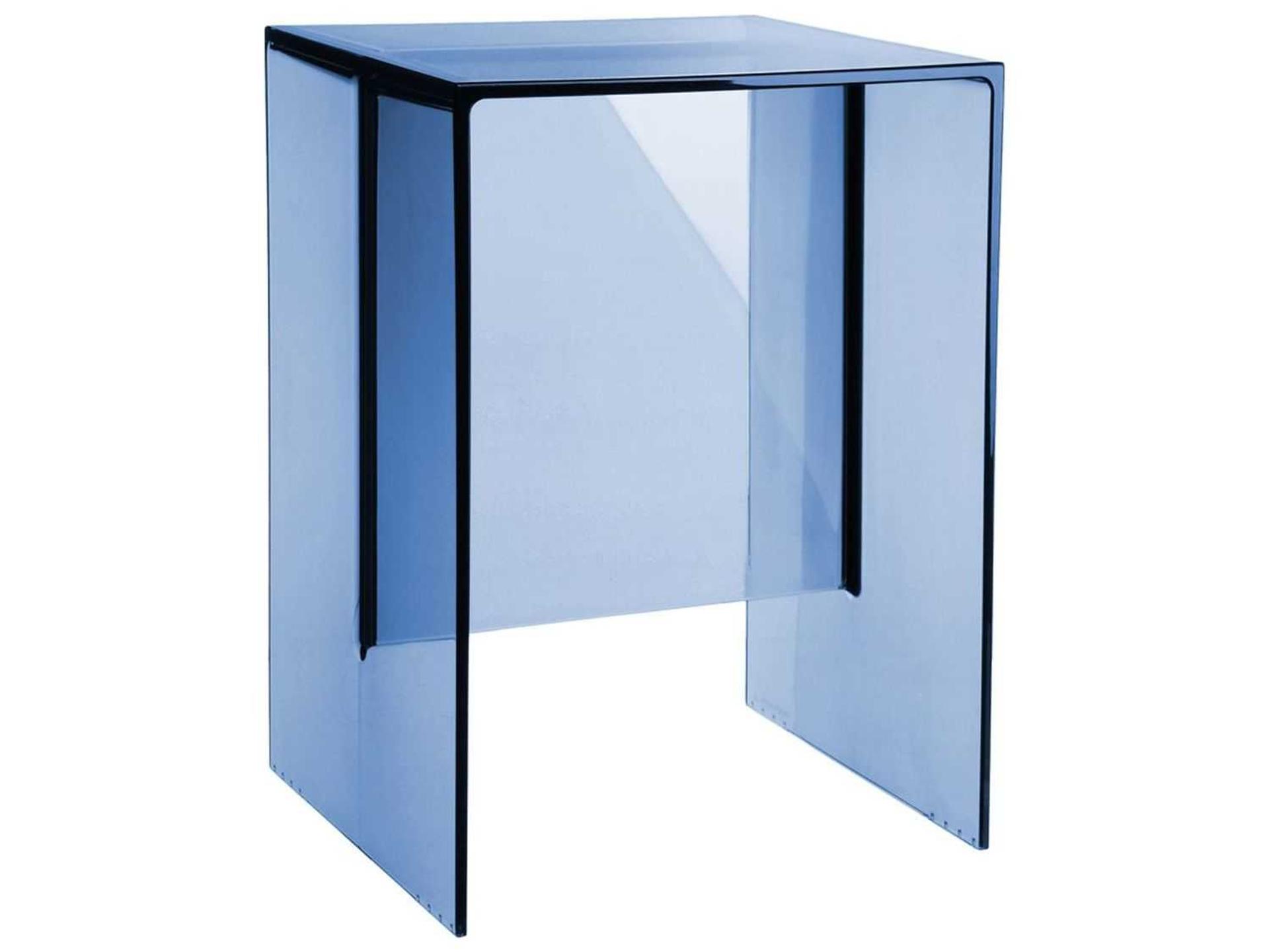 Max-Beam Rectangular End Table in Transparent Blue PMMA