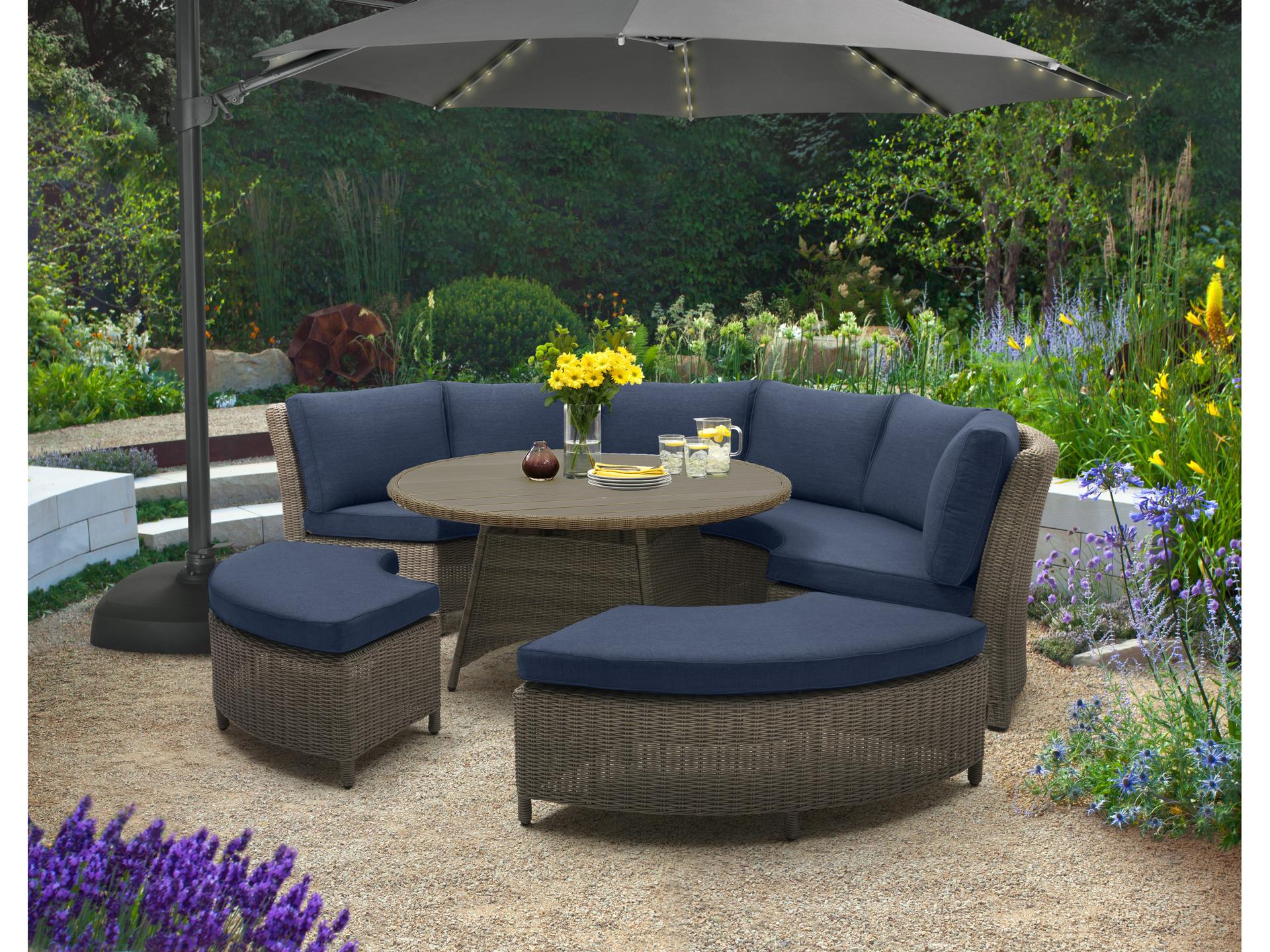 Kettler Palma Rattan Spectrum Indigo Aluminum Dining Set