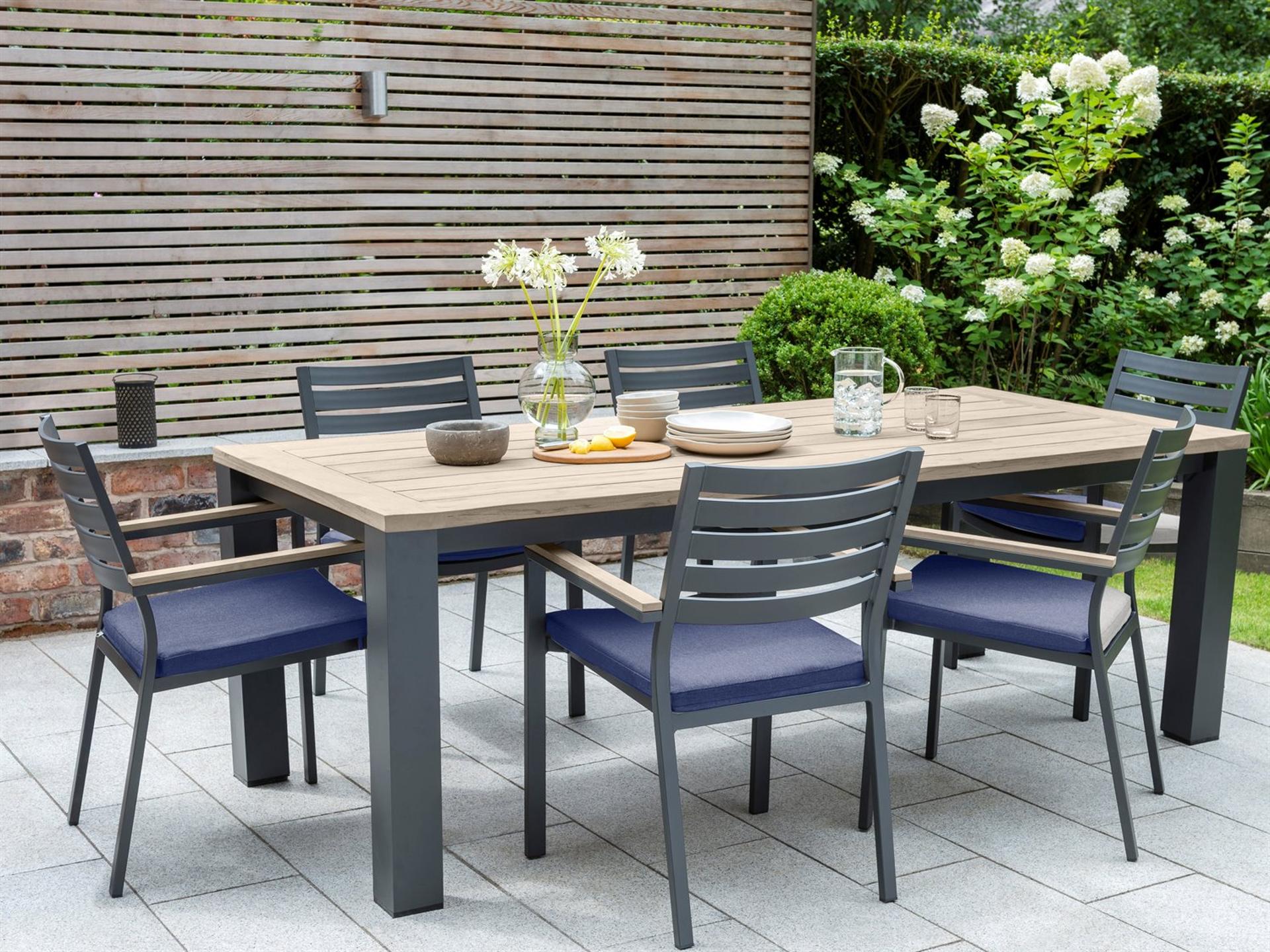 Elba Charcoal teak spectrum Indigo Aluminum Dining Set
