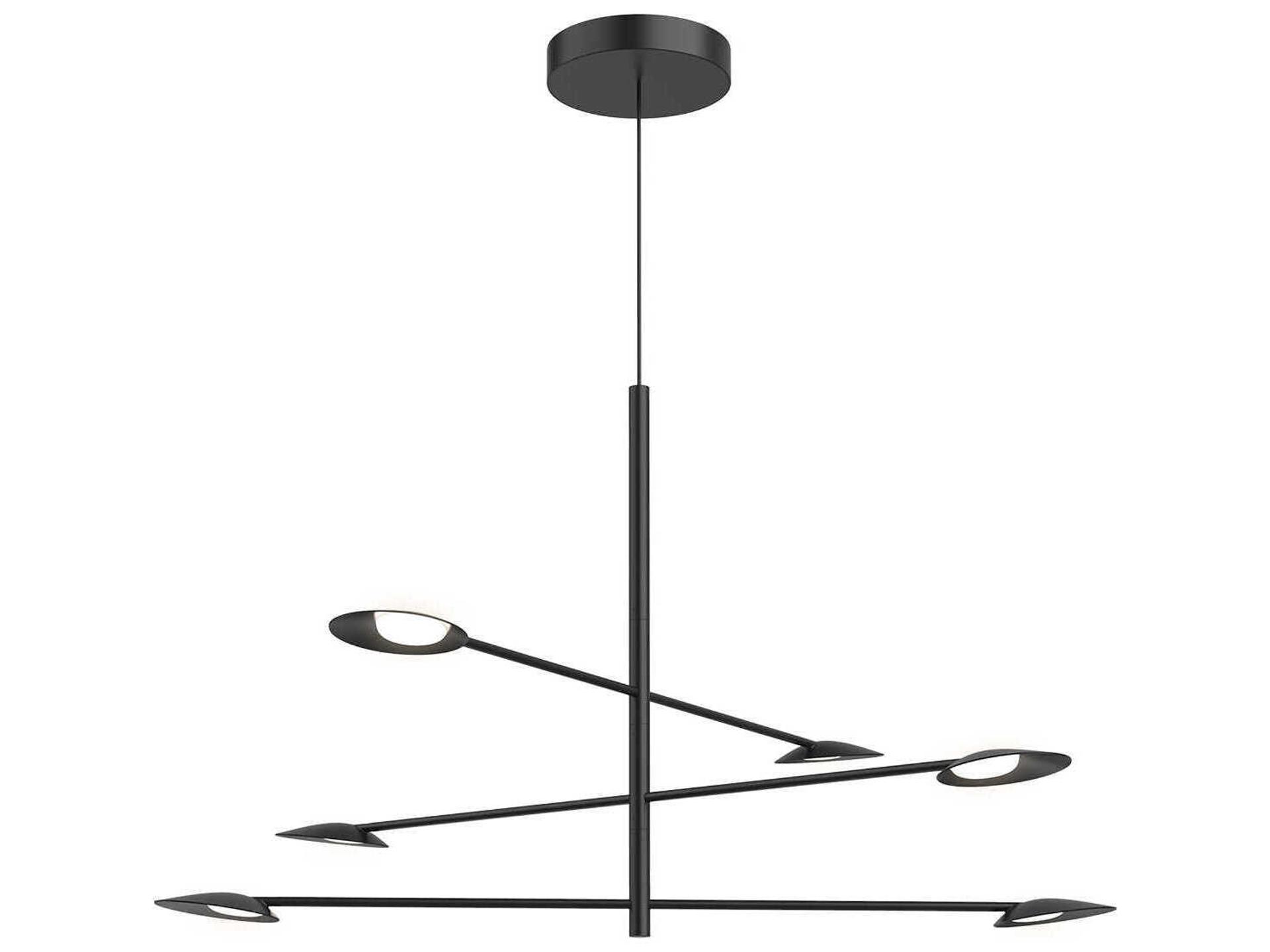 Rotaire 36-Inch LED Chandelier in Black with Frosted Acrylic Diffuser