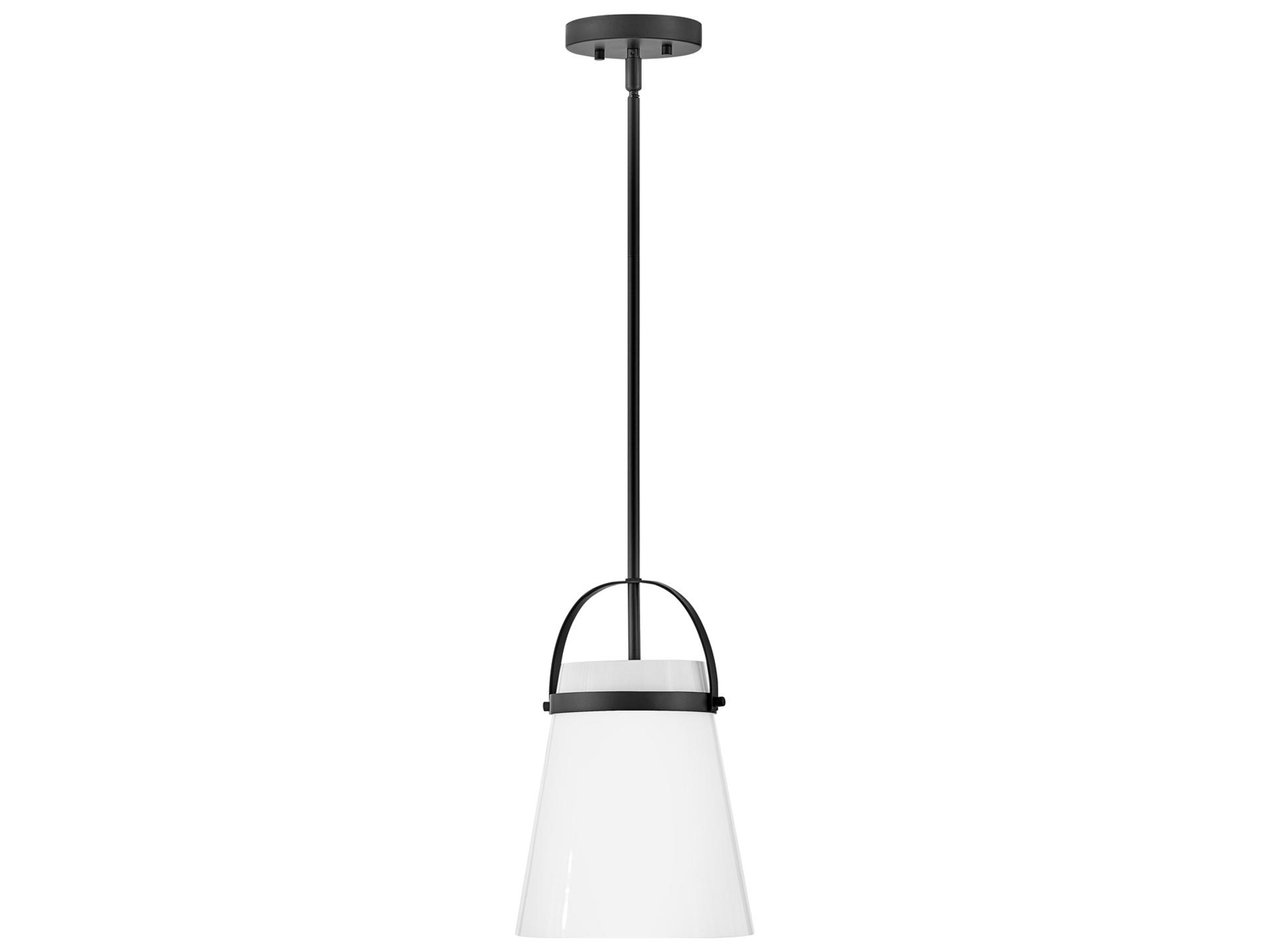 Tori Single Light Convertible Pendant in Black with Cased Opal Glass