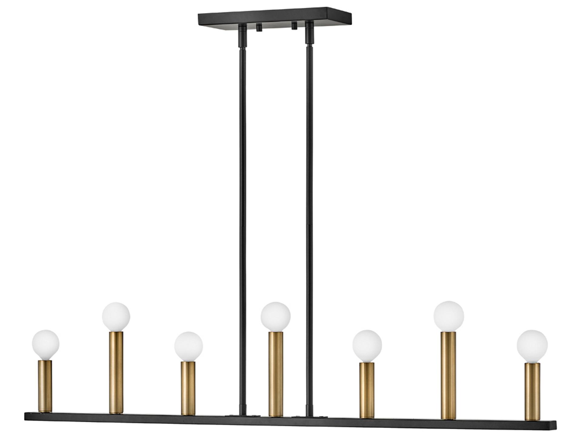 7-Light Lazlo Linear Chandelier in Black and Lacquered Brass