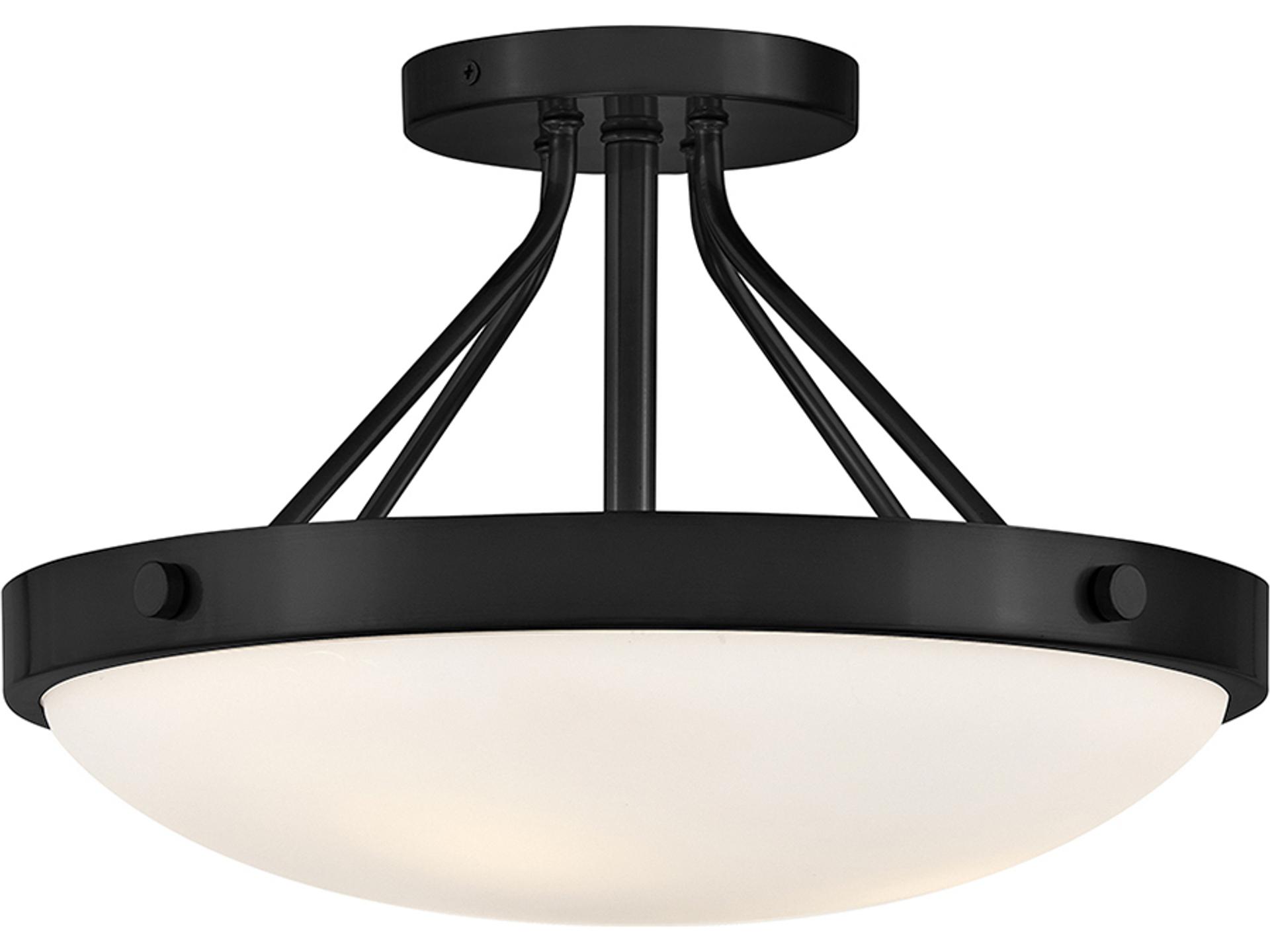 Gus 3-Light Black Bowl Semi Flush Mount