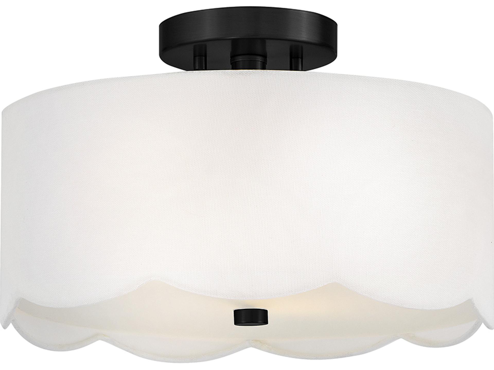 Bliss 2-Light Black Drum Semi Flush Mount