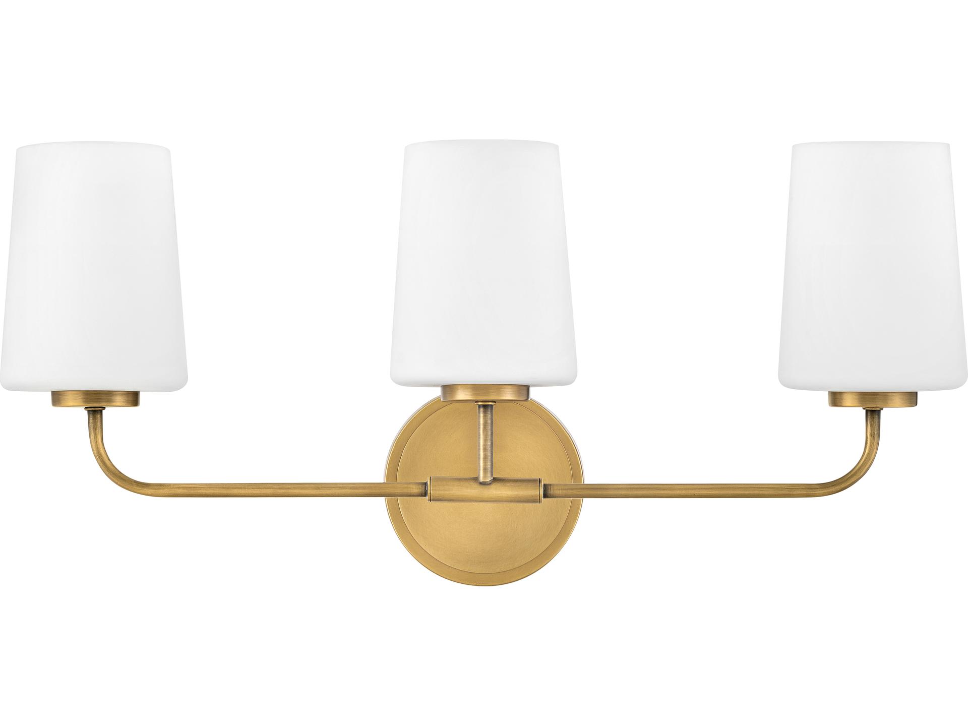 Kline 3-Light Heritage Brass LED Bath Vanity Light with Clear Glass