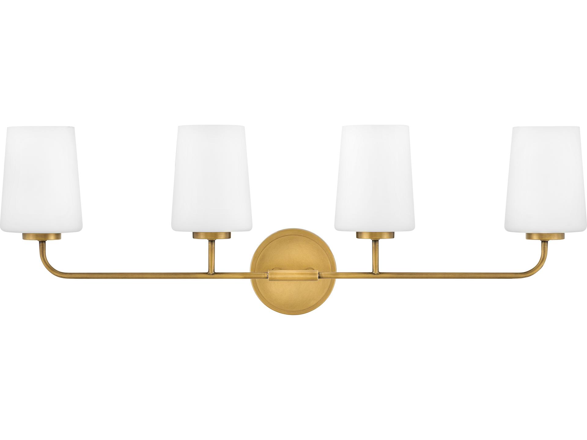 4-Light Kline Bathroom Vanity Light in Heritage Brass with Clear Glass