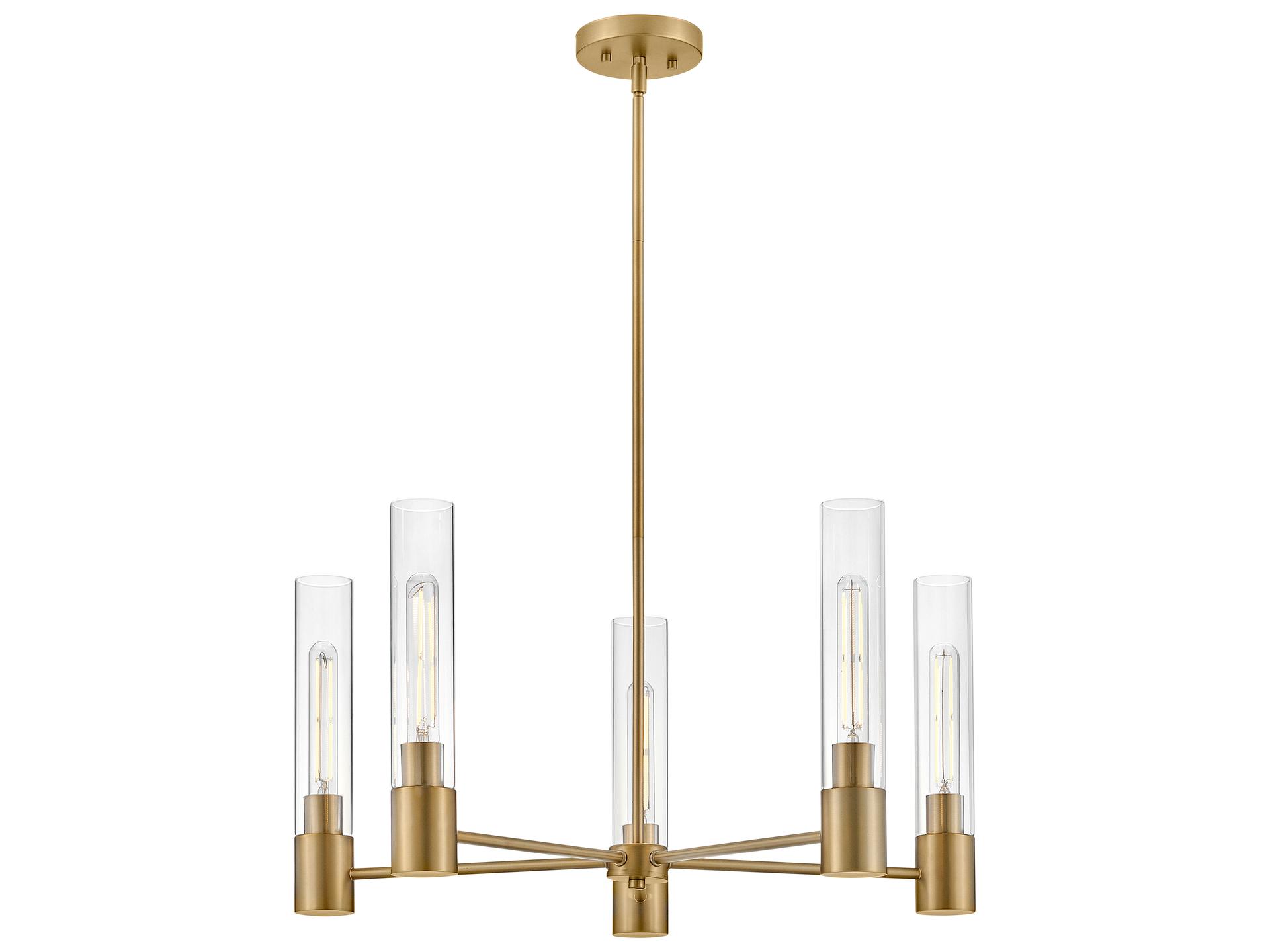 Shea 5-Light Lacquered Brass Chandelier with Clear Glass Shades