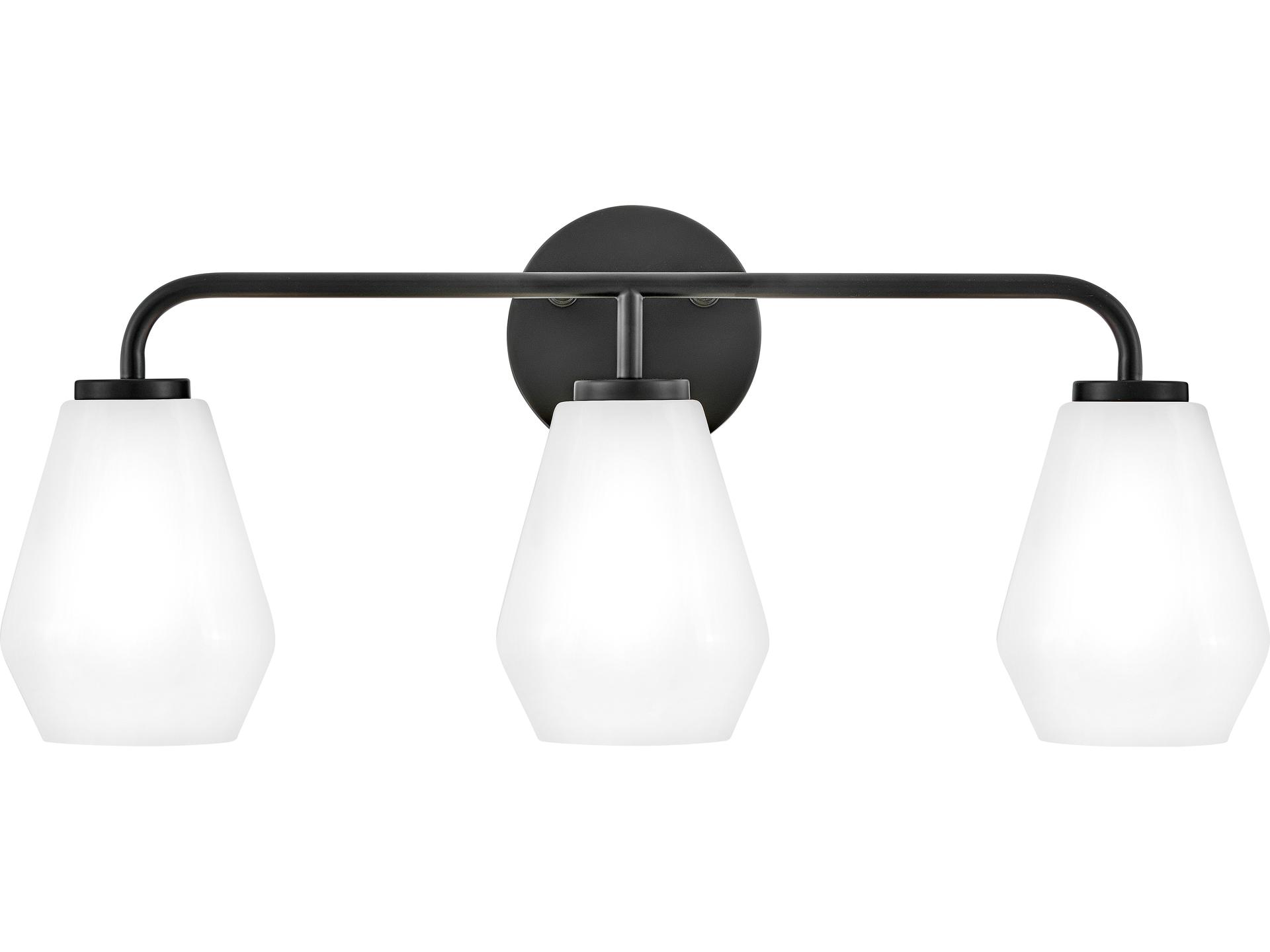 Gio 3-Light Bathroom Vanity Light in Black with Cased Opal Glass