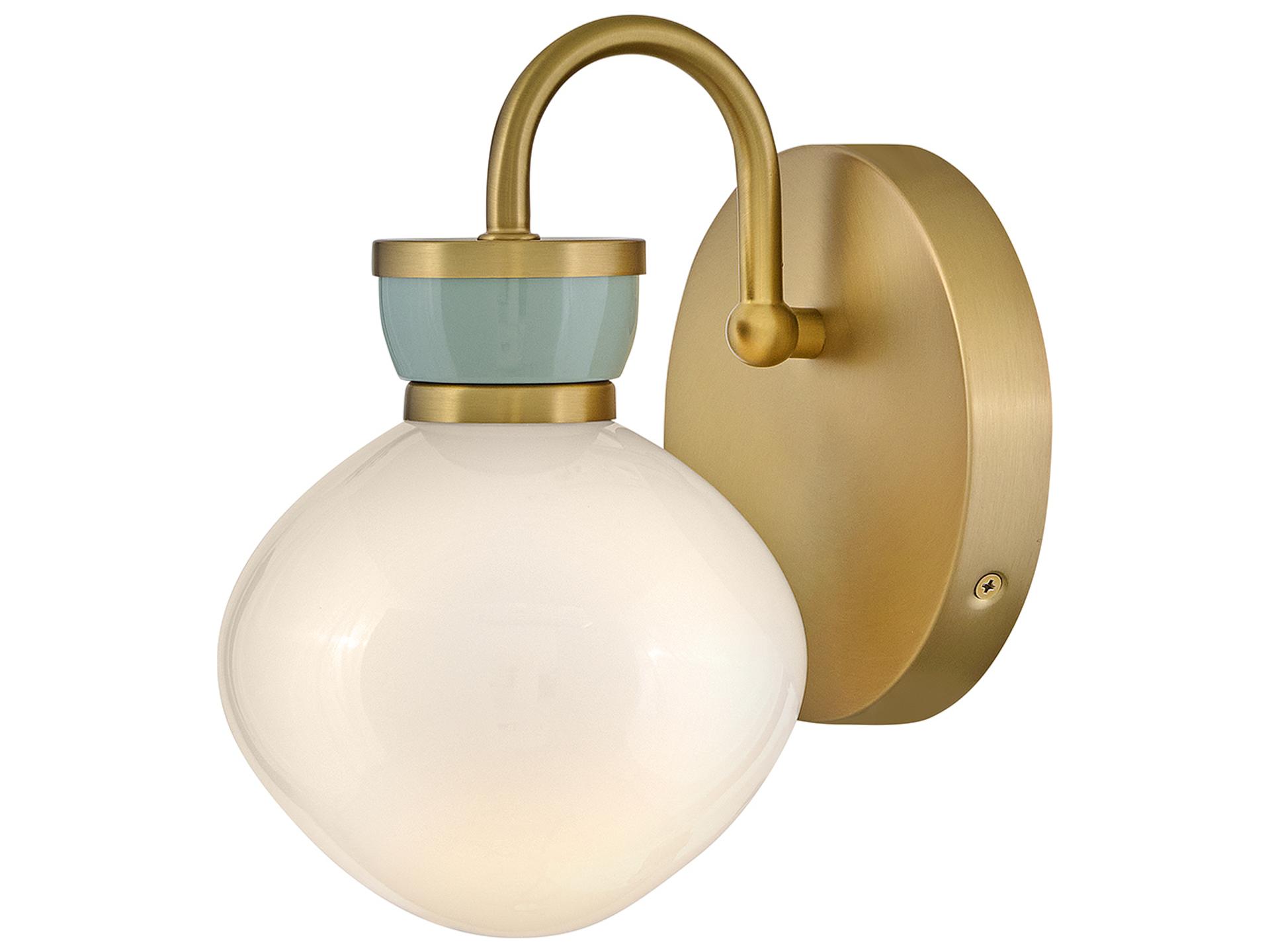 Lucy 1-Light LED Wall Sconce in Lacquered Brass and Seafoam