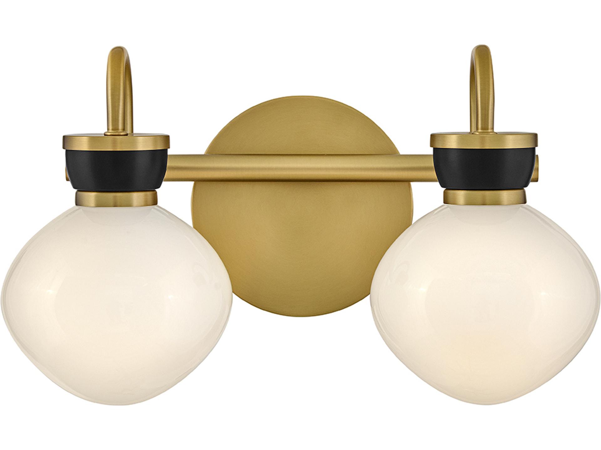 Lark Lucy 2-Light Contemporary Wall Light in Lacquered Brass and Black