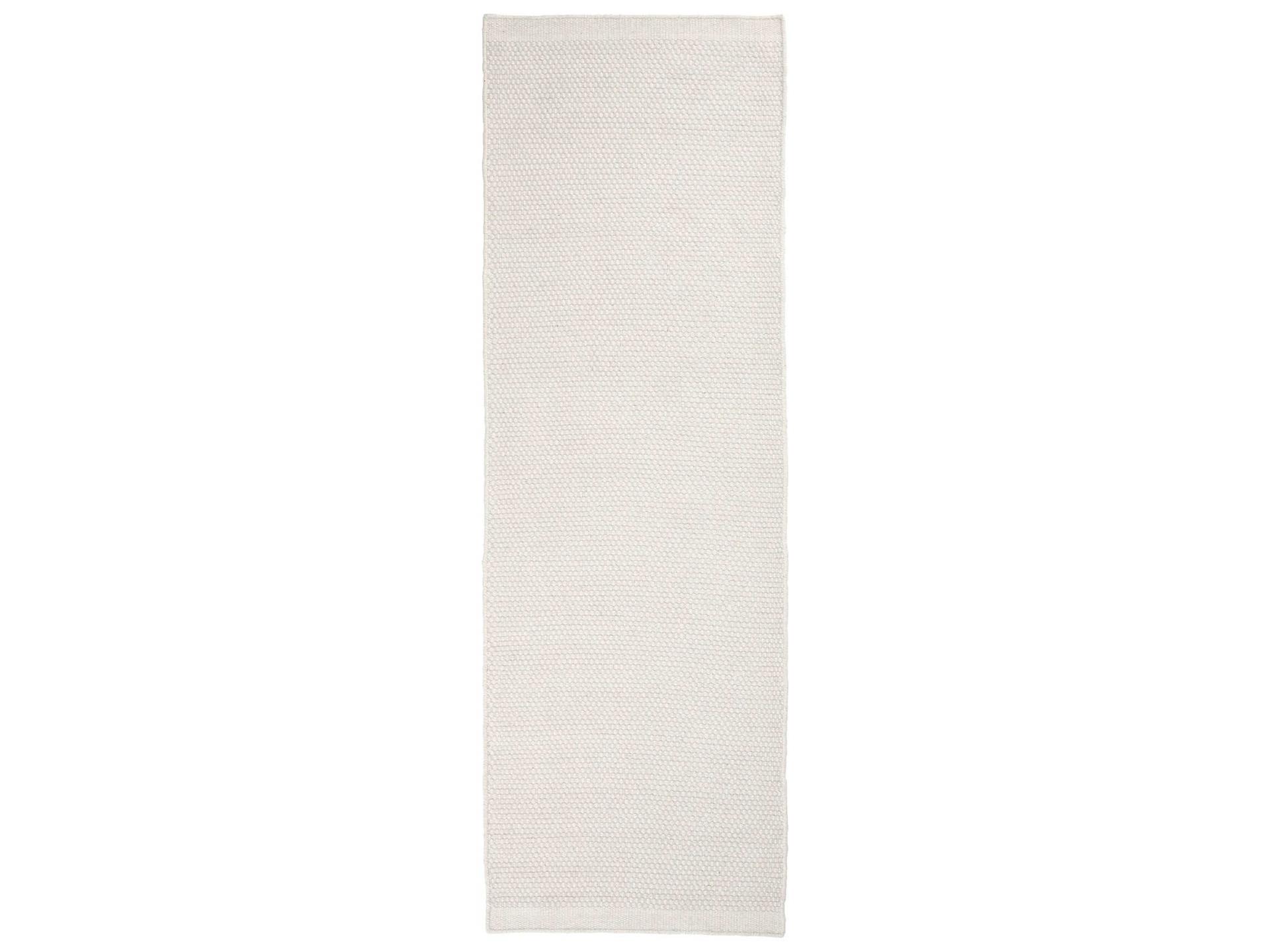 Asko Hand-Woven Wool Blend Runner Rug in White