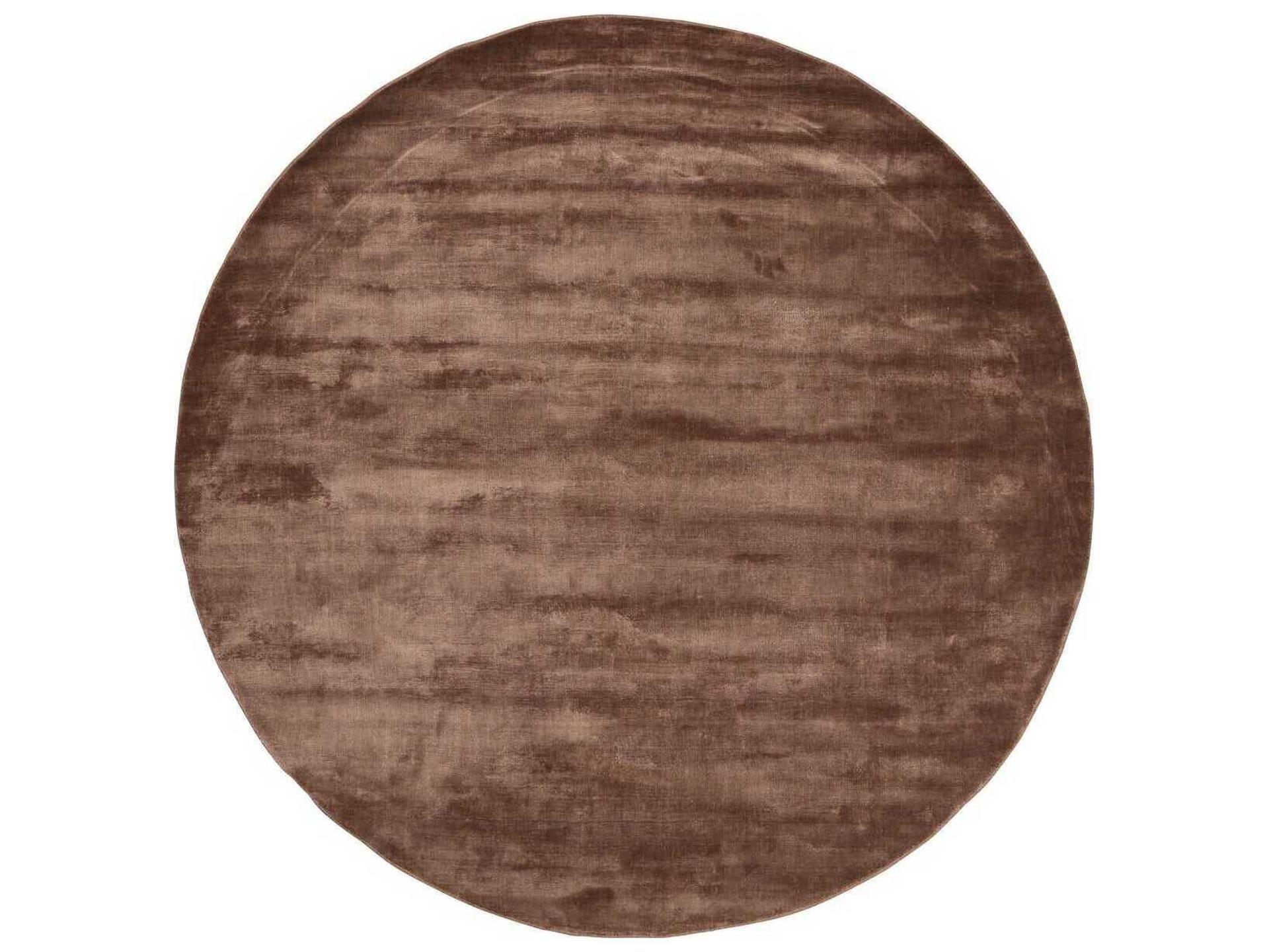 Lucens Viscose Round Area Rug Amber Hand-Loomed