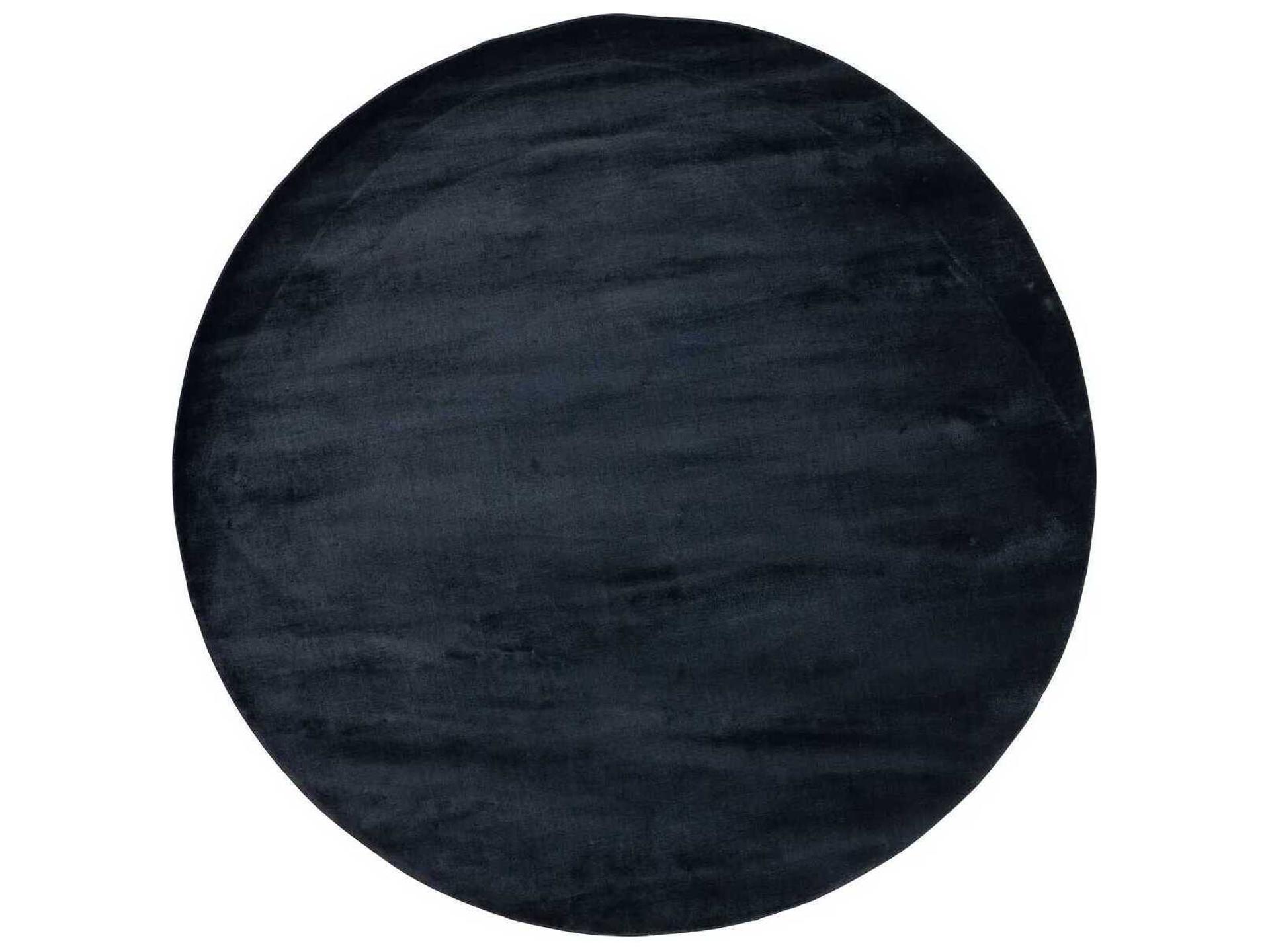 Lucens Hand-Loomed Viscose Round Rug in Navy