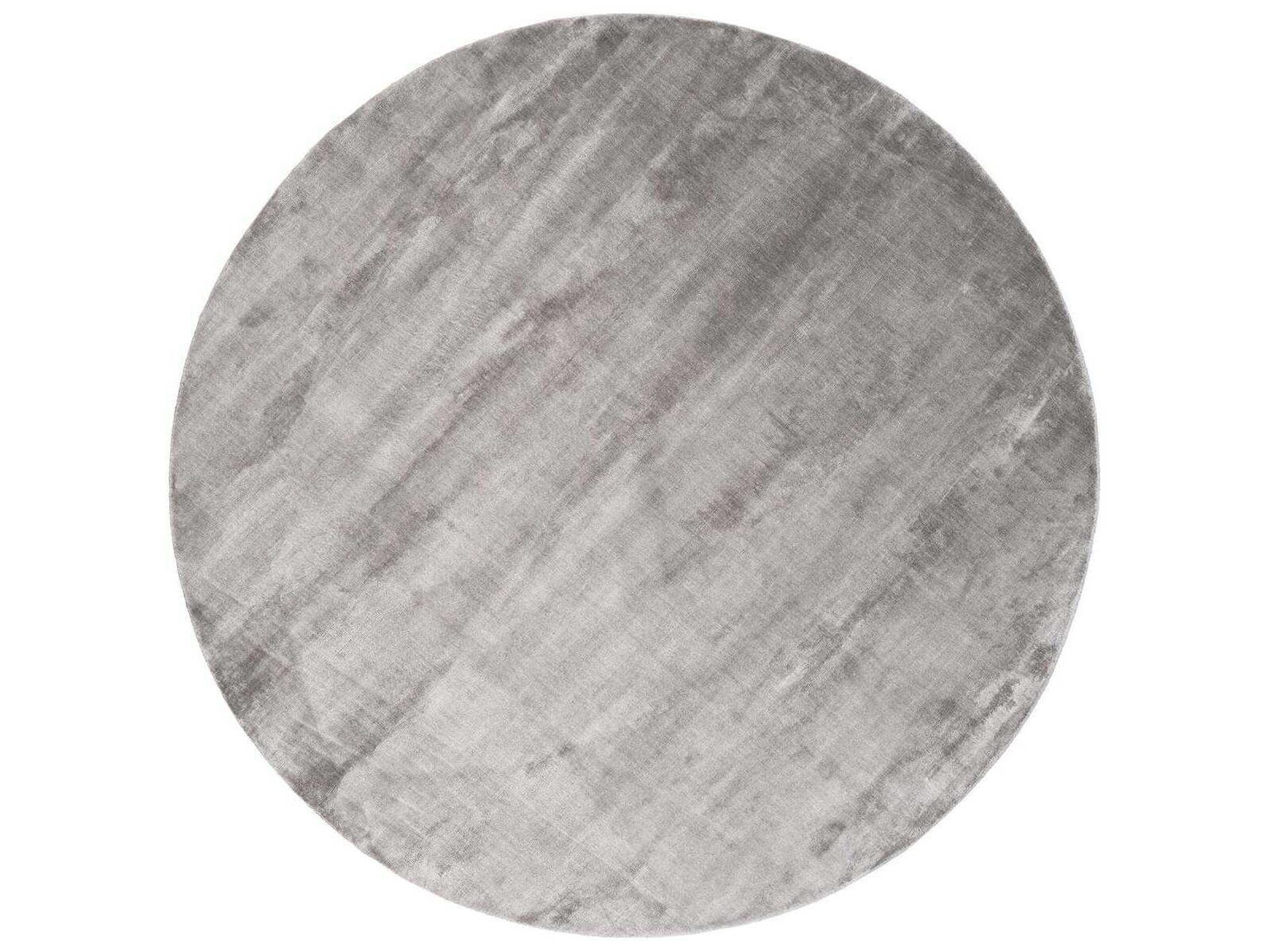 Lucens Round Viscose Area Rug in Silver