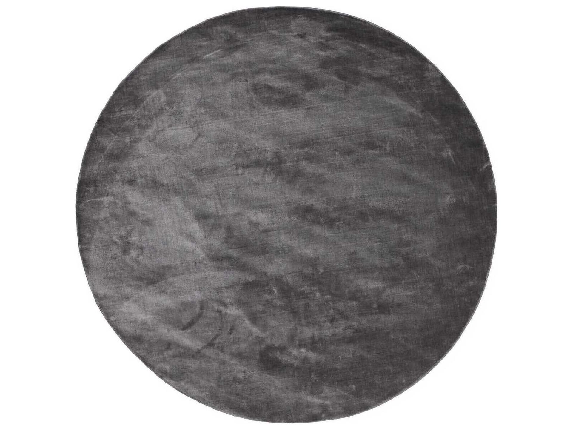 Lucens Steel Round Viscose Rug Handwoven