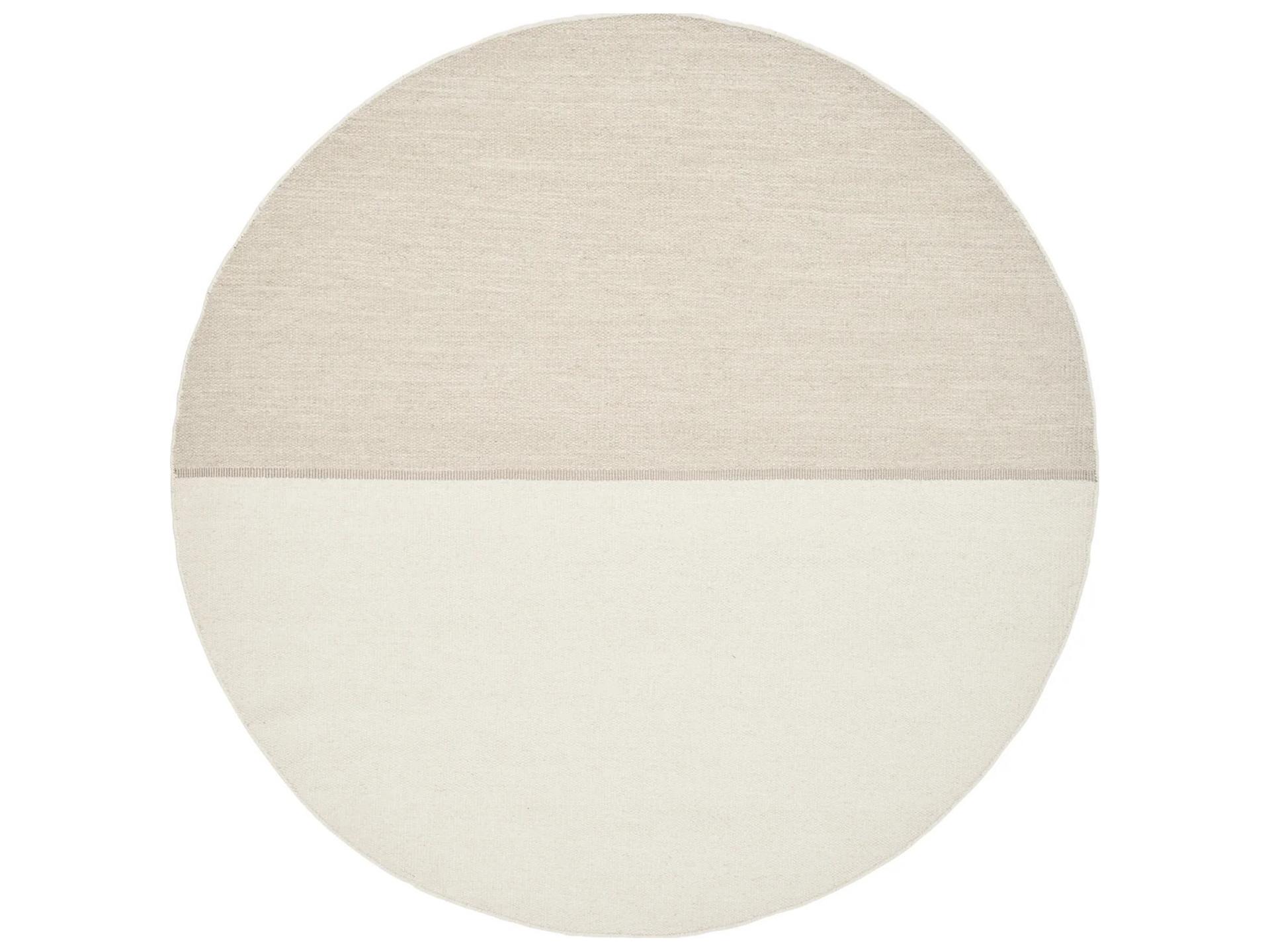 Magnetize Round Handwoven Wool Blend Area Rug in Beige