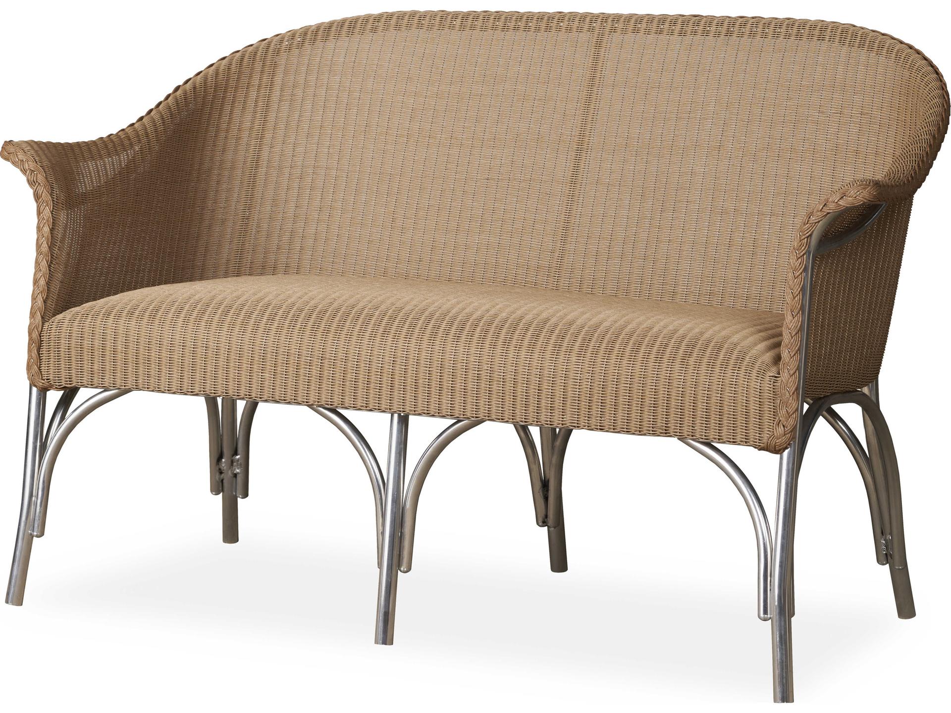 All Seasons 2-Seat Lloyd Loom Wicker Loveseat Sofa with Padded Seat