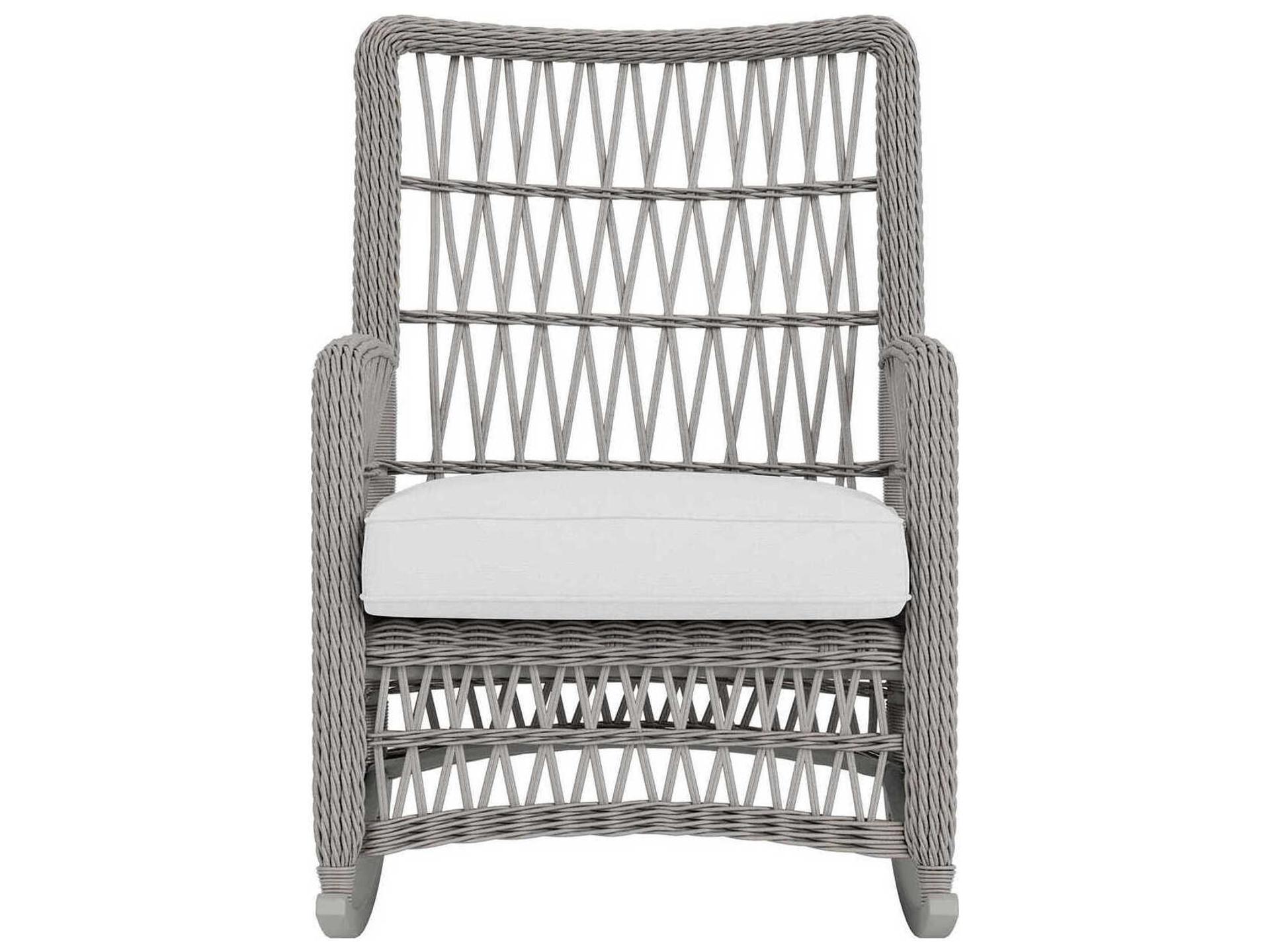 Lloyd Flanders Mackinac Wicker High Back Porch Rocker Outdoor Patio Lounge Chair