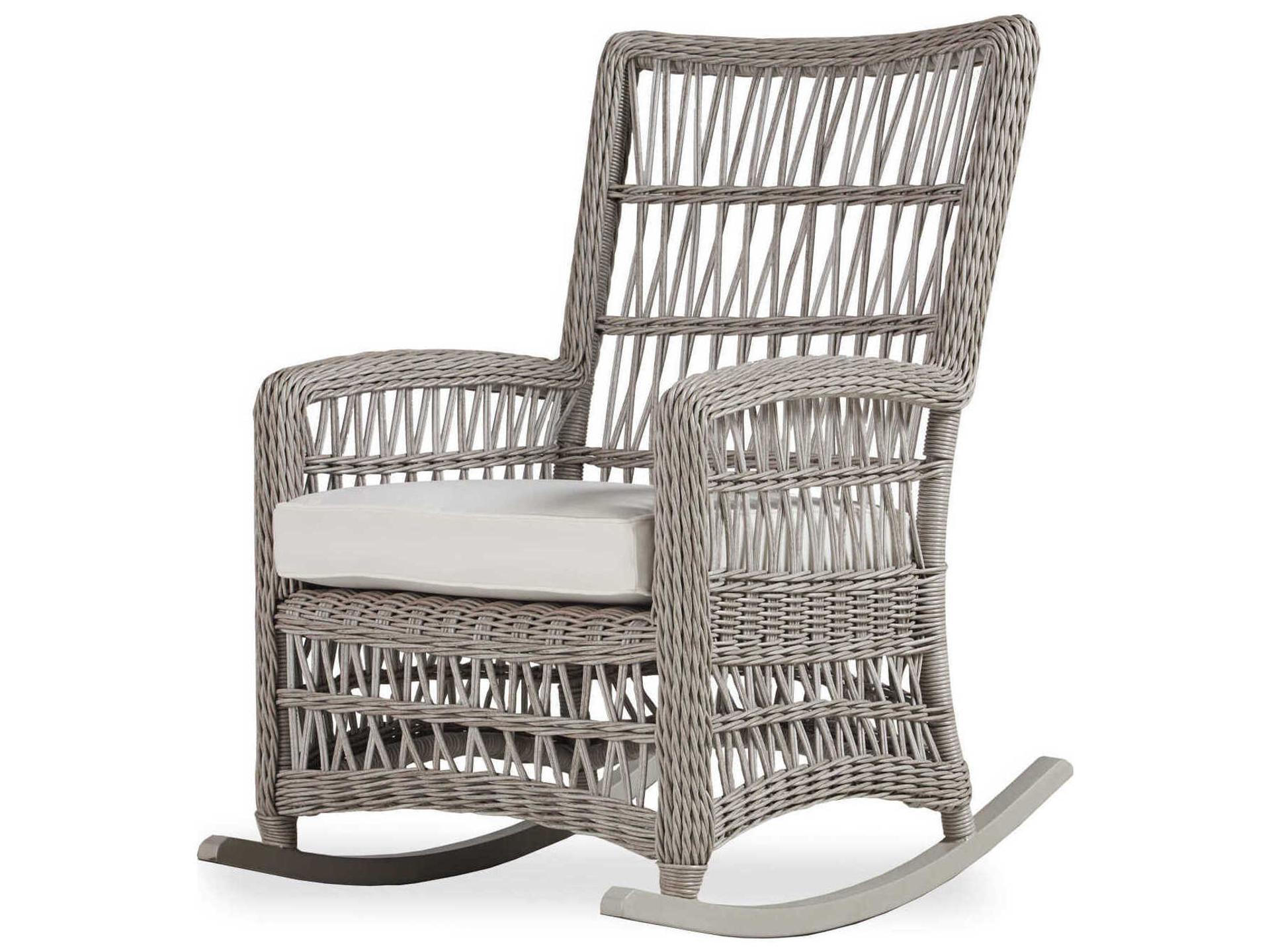 Lloyd Flanders Mackinac Wicker High Back Porch Rocker Outdoor Patio Lounge Chair