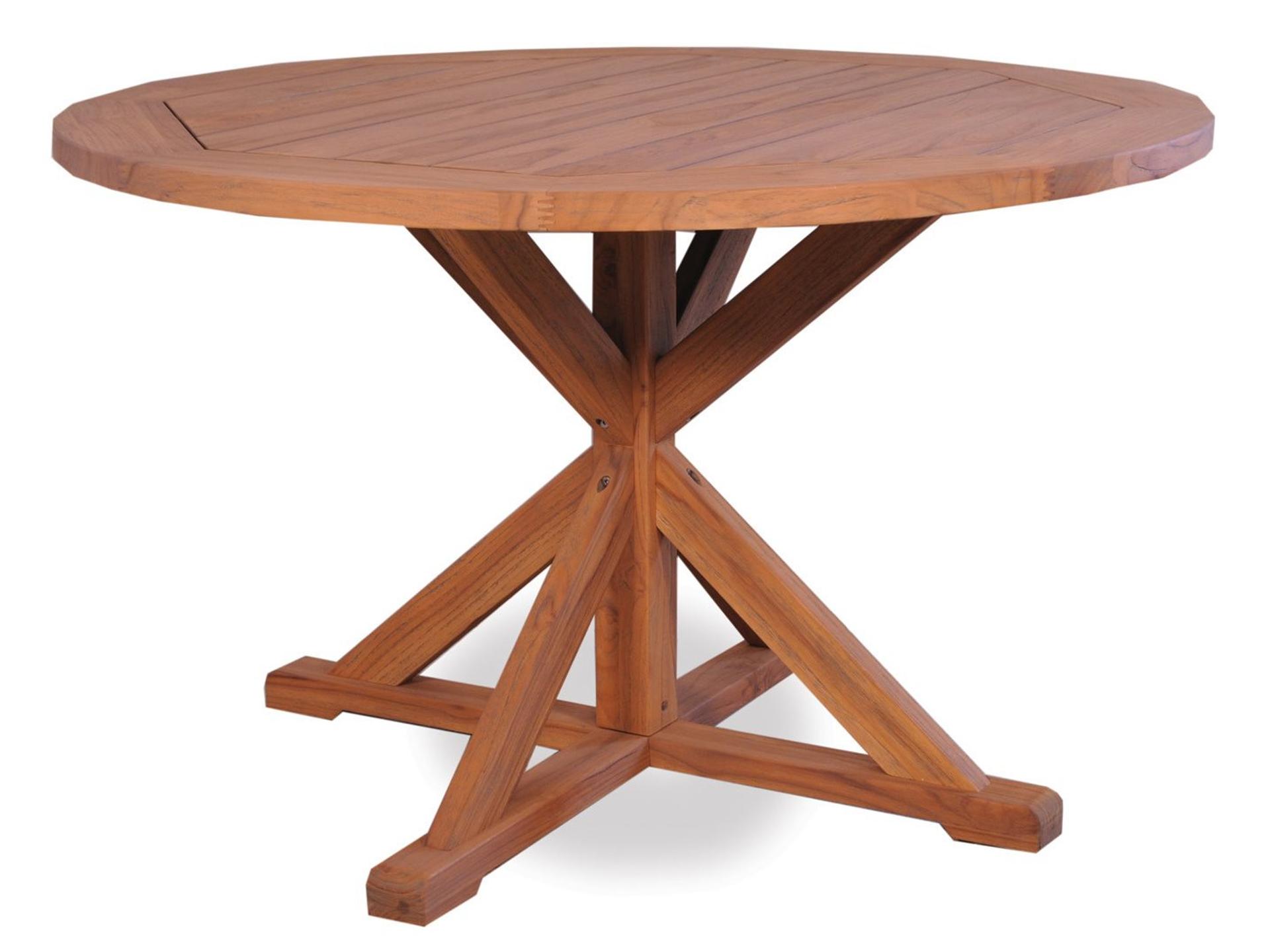 Lloyd Flanders Teak Round Pedestal Base Outdoor Patio Dining Table