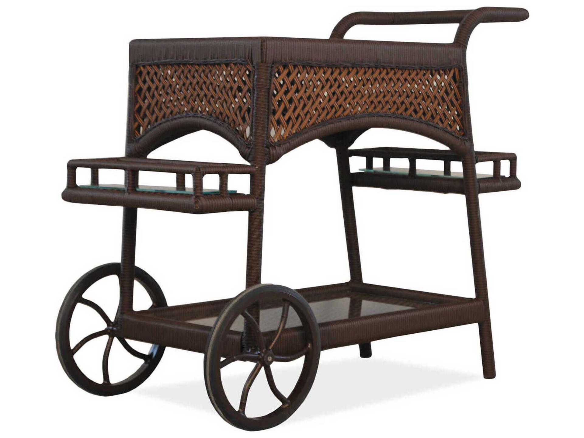 Grand Traverse Vinyl Wicker Serving Cart in Caramel