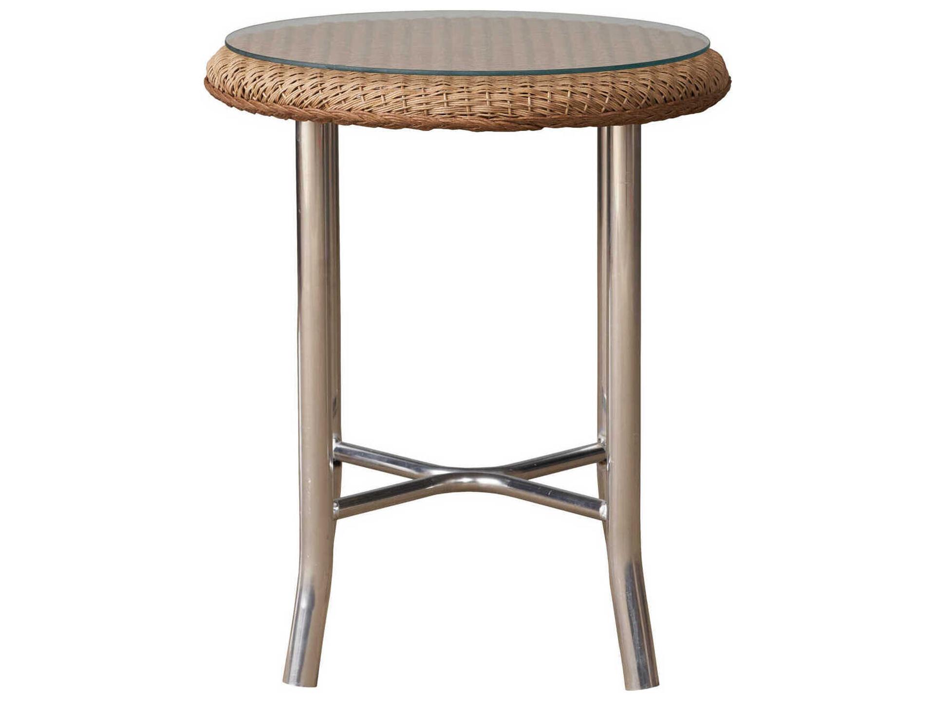 Weekend Retreat 20-Inch Round End Table with Glass Top