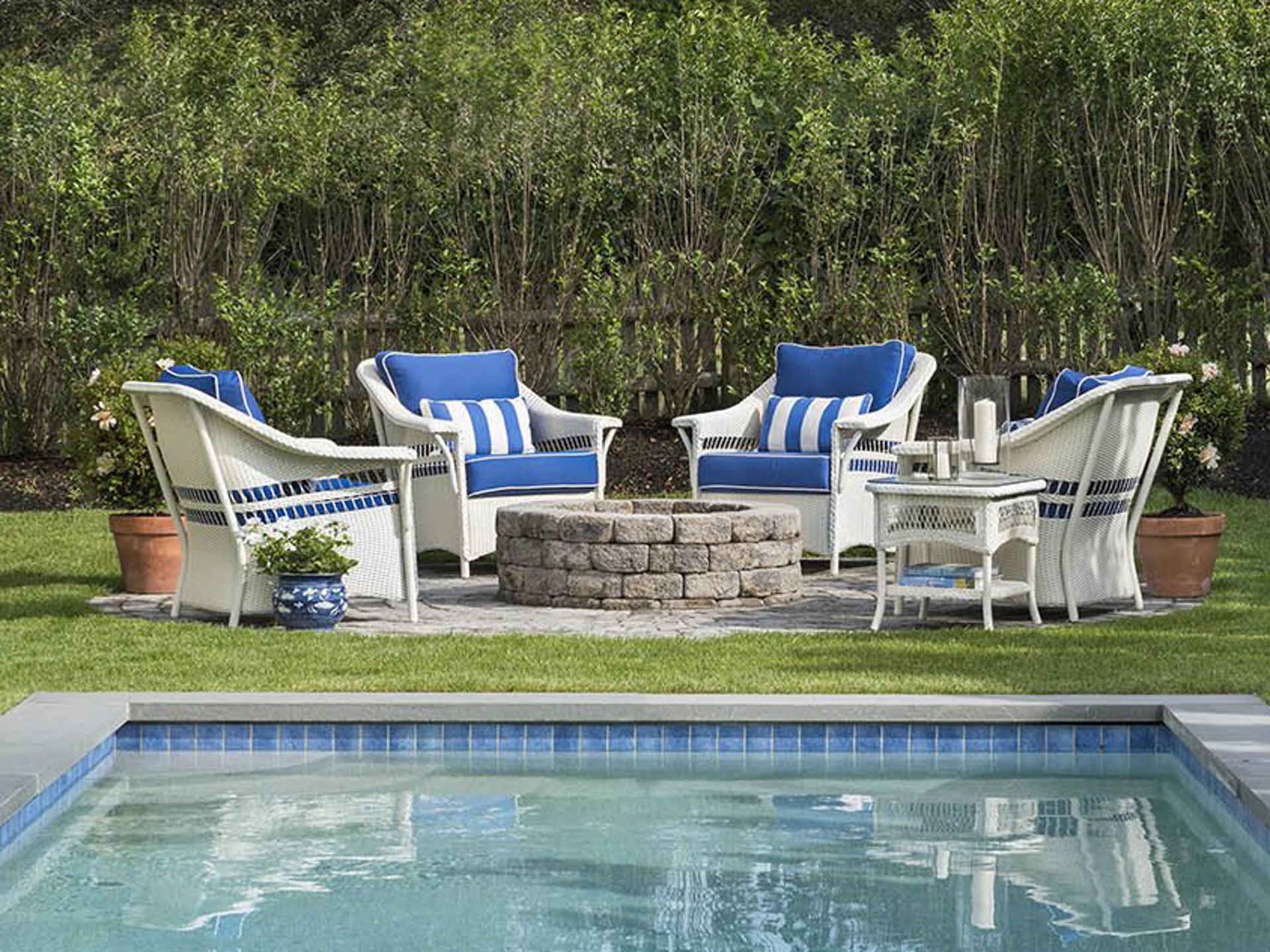 Nantucket Wicker Firepit Outdoor Patio Lounge Set