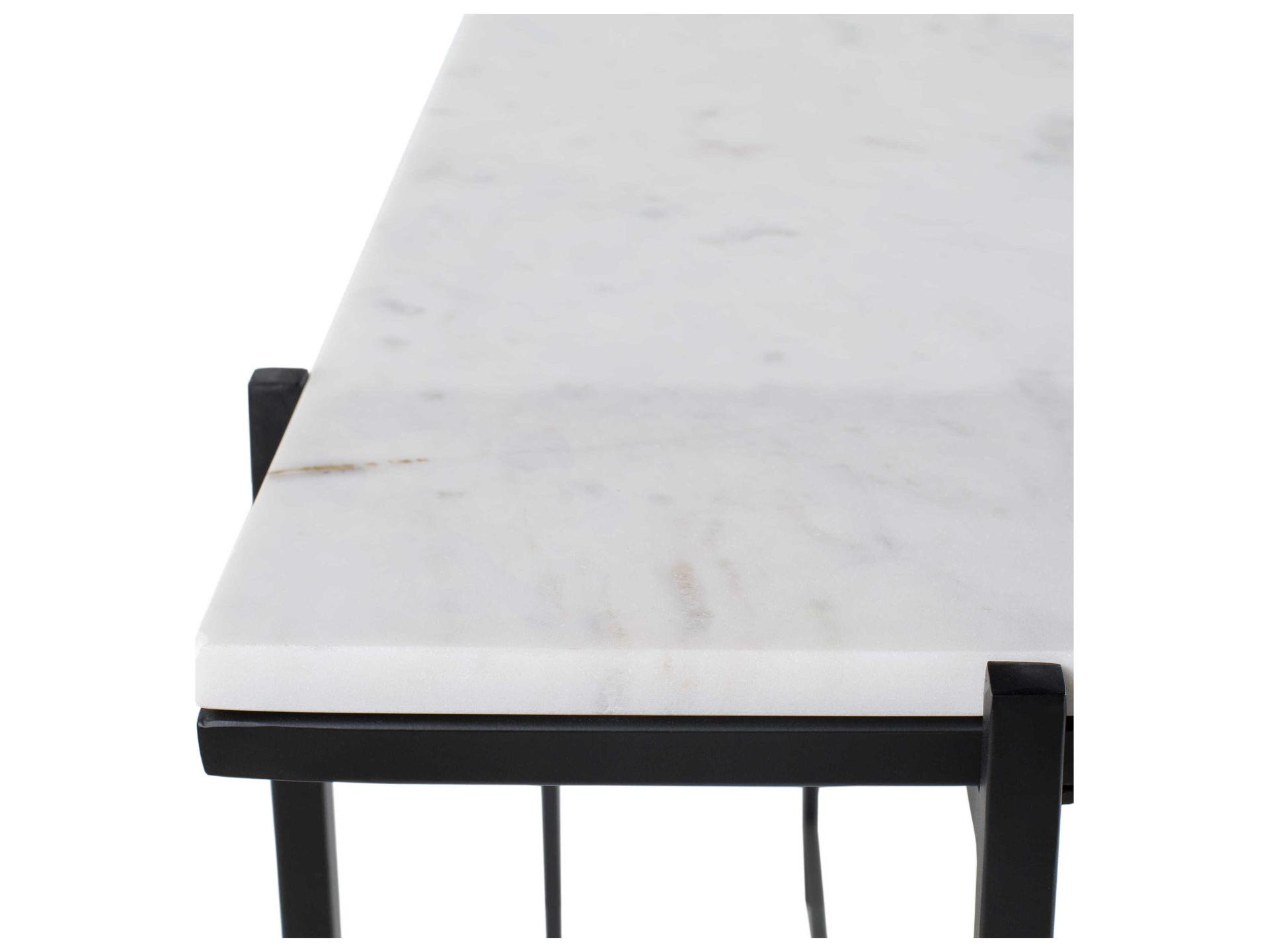Livabliss by Surya Anaya Rectangular Marble White Black Console Table