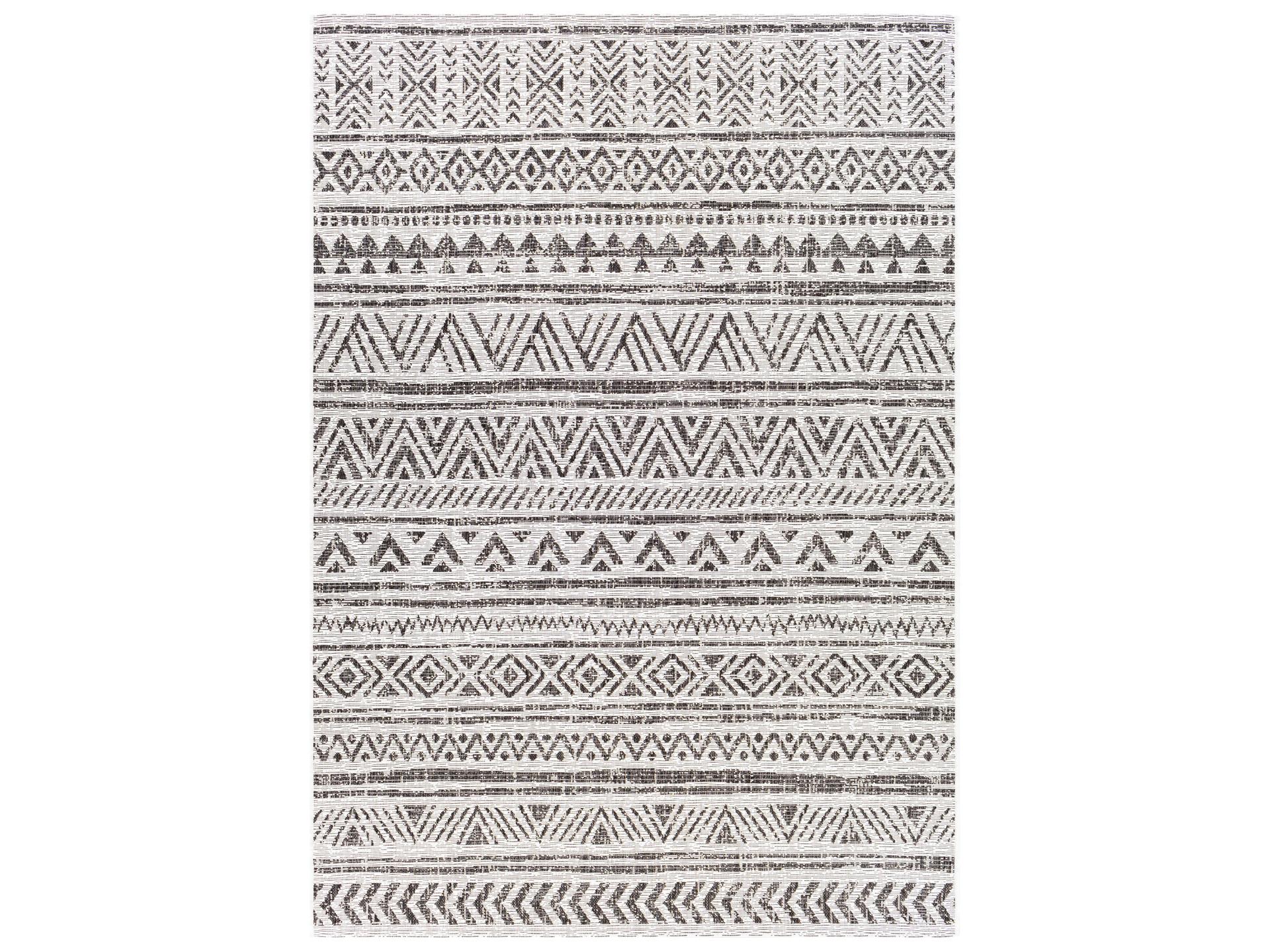 Livabliss Eagean Geometric Indoor Outdoor Area Rug in Black and Off-White