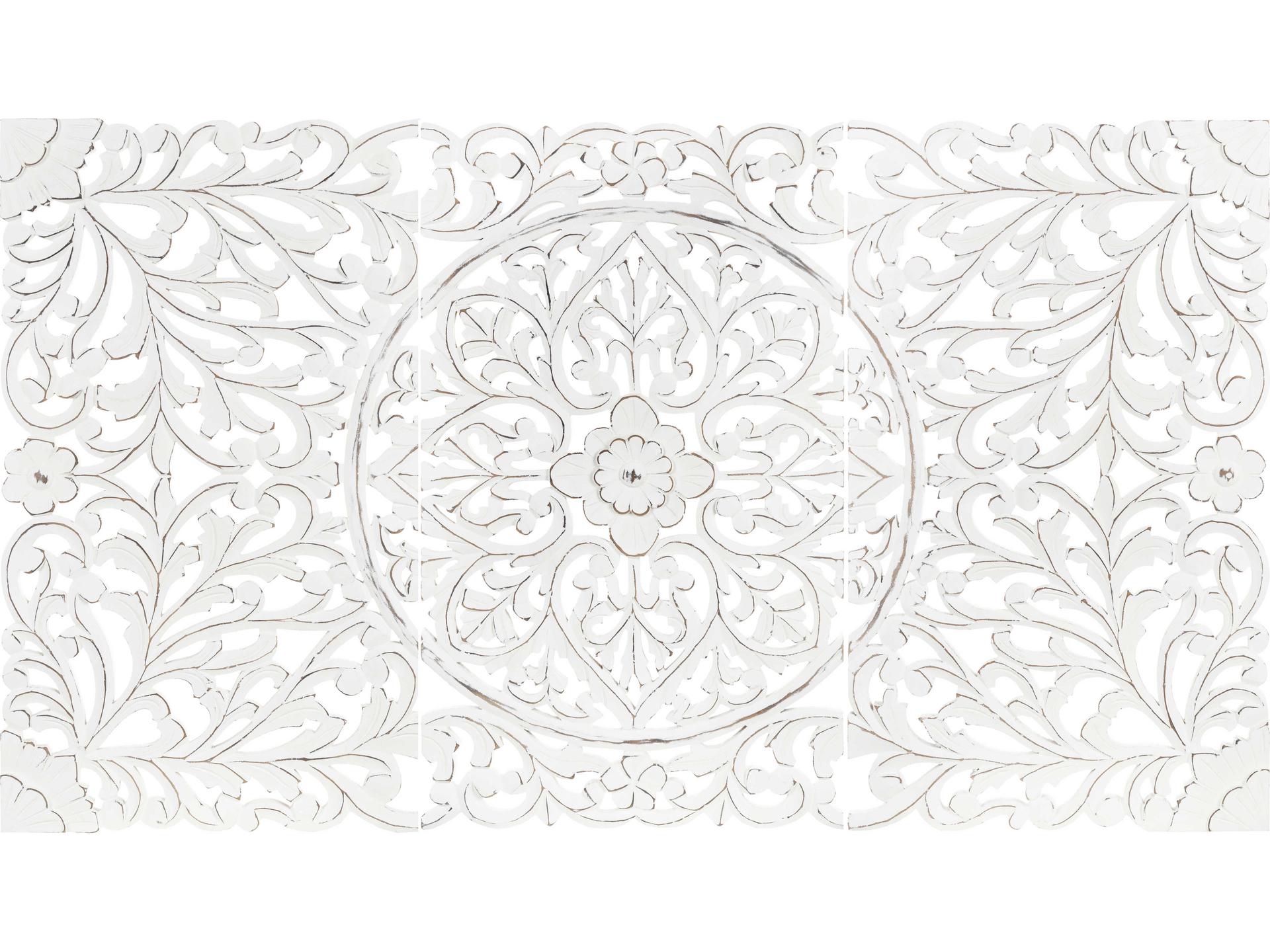 Hampi Dimensional Wall Accent in White with Global Carved Design