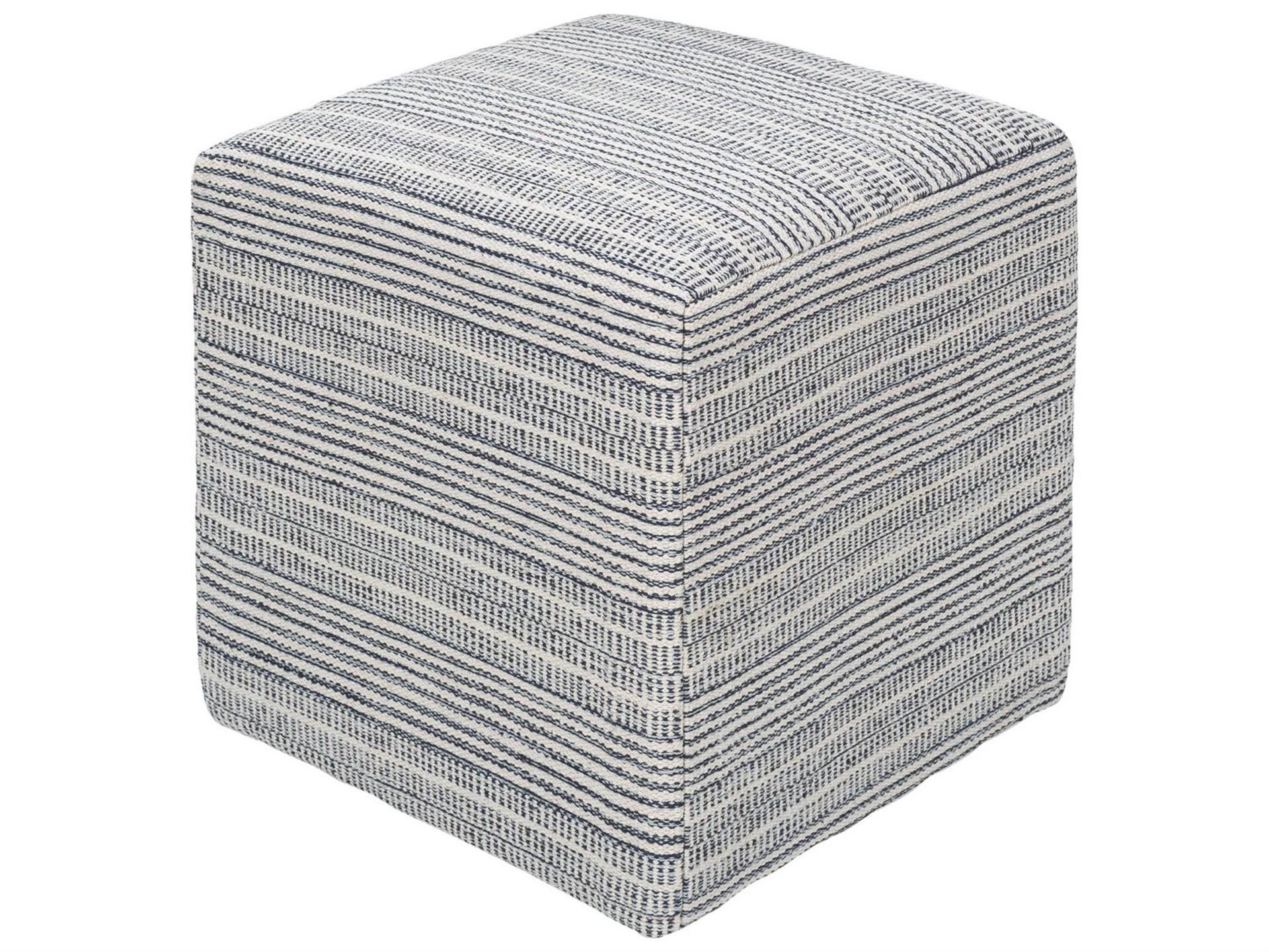 Ryder Bright Blue White Upholstered Ottoman
