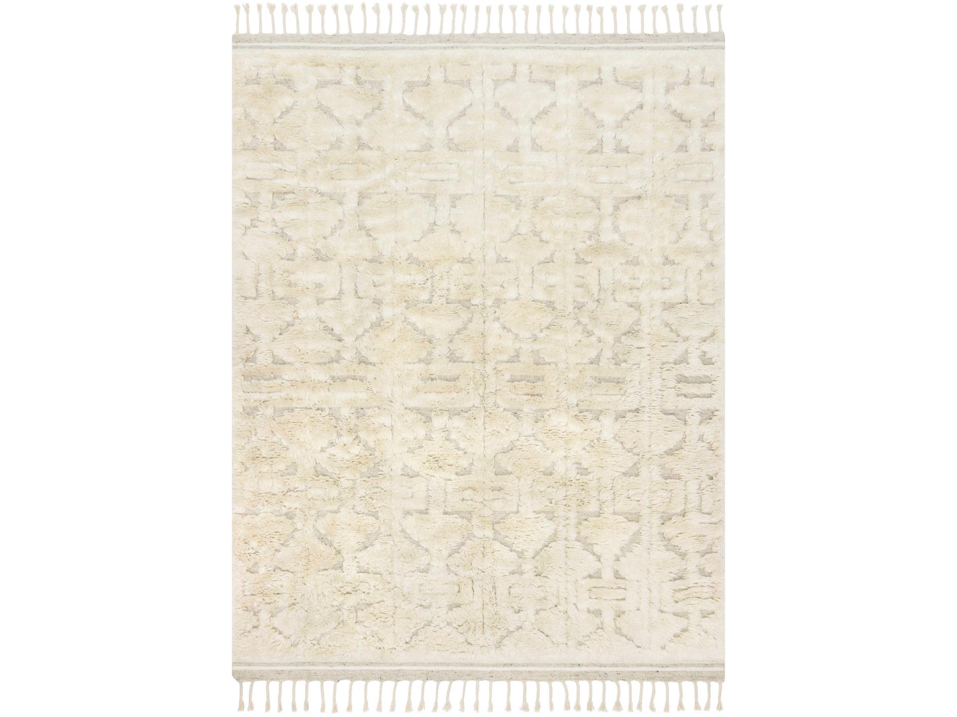Hygge Rectangle Area Rug Wool Blend Oatmeal Ivory Shaggy