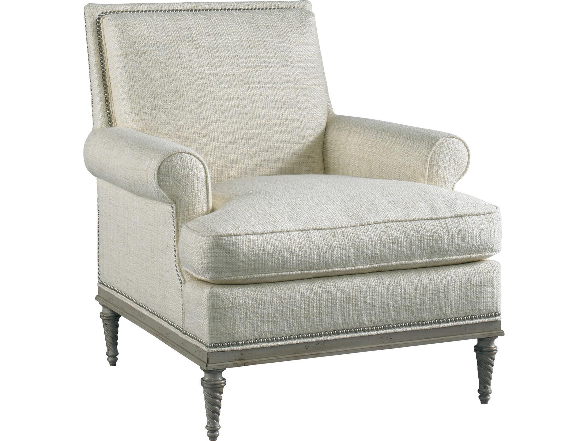 Shelley Fabric Accent Chair with Tight Back and Nailhead Trim
