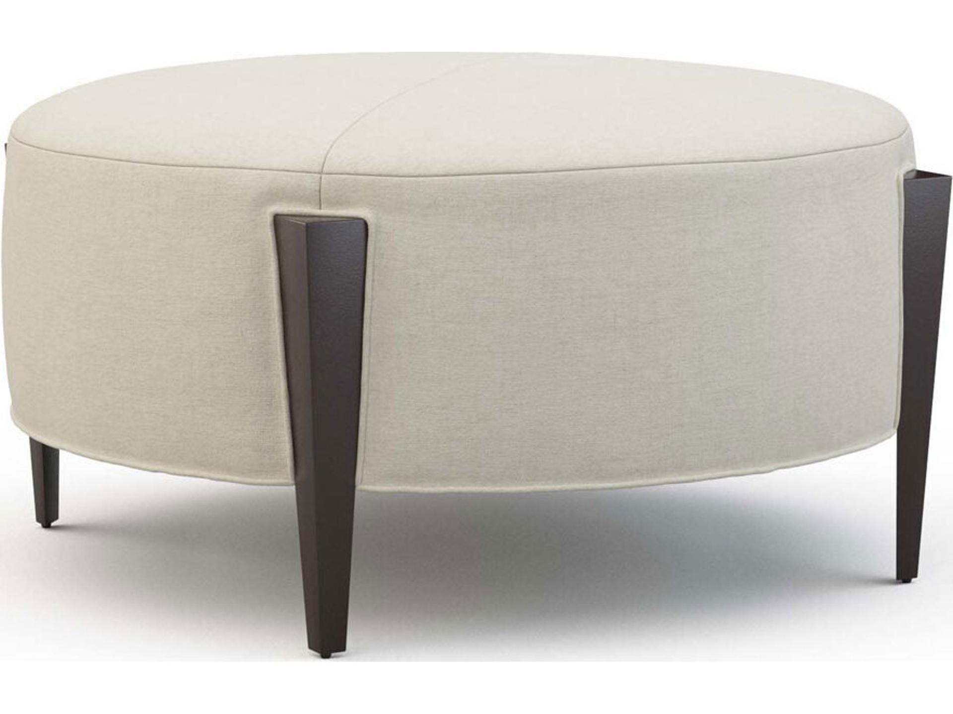 Empire Ottoman in Custom Fabric and Walnut Finish