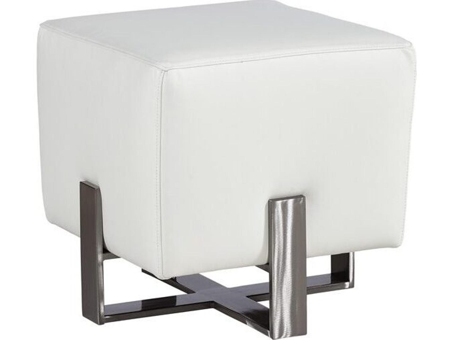 Modern Living Inspiration White Metal Leather Ottoman