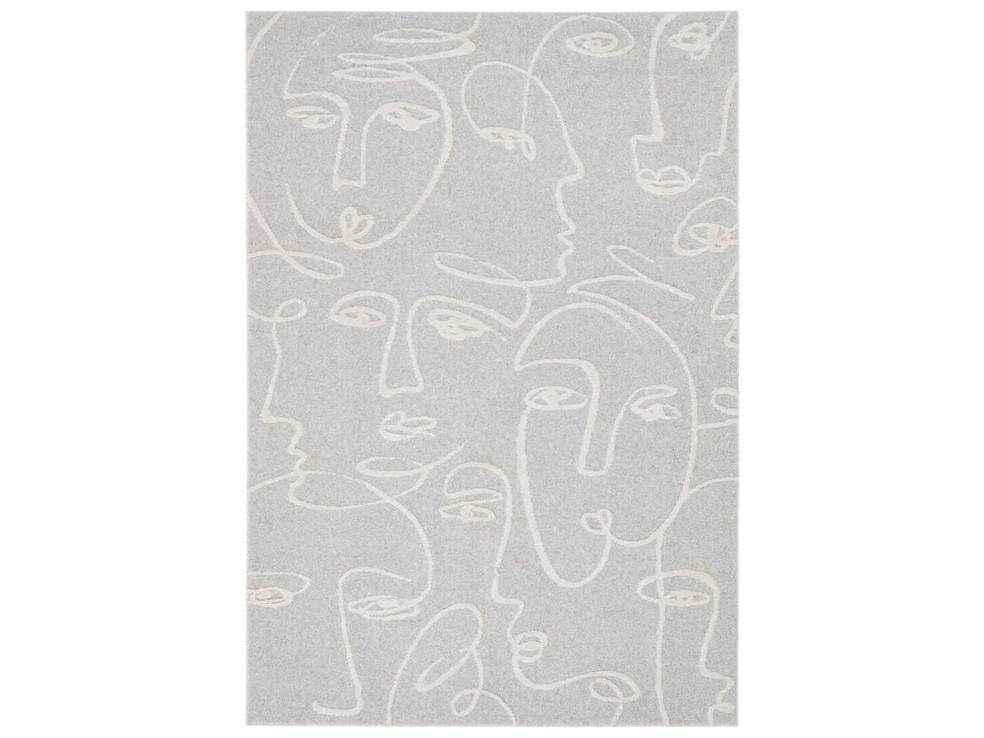 Faces Graphic Area Rug in Wool and Polyester Blend